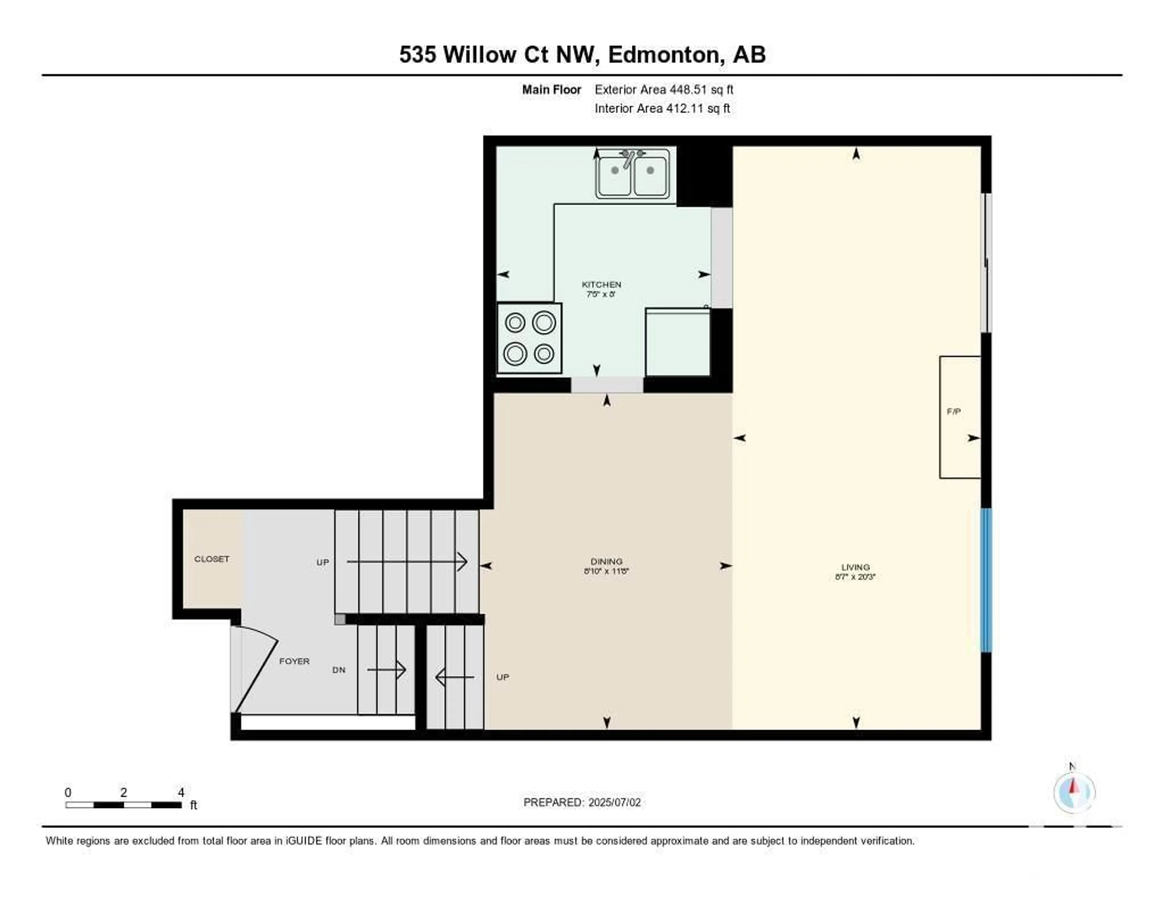Floor plan for 535 WILLOW CO, Edmonton Alberta T5T2K7