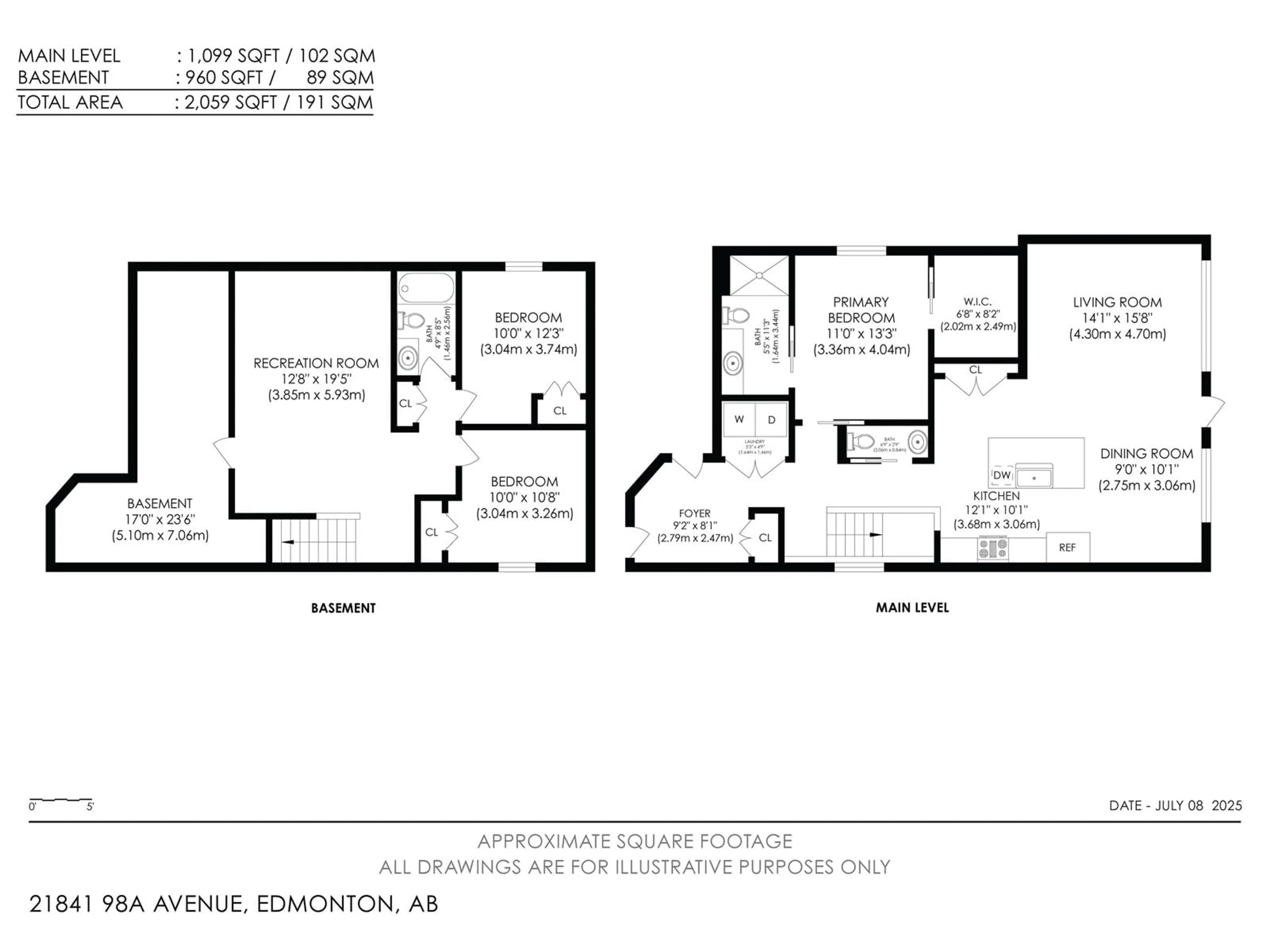 Floor plan for 21841 98A AV, Edmonton Alberta T5T7J3