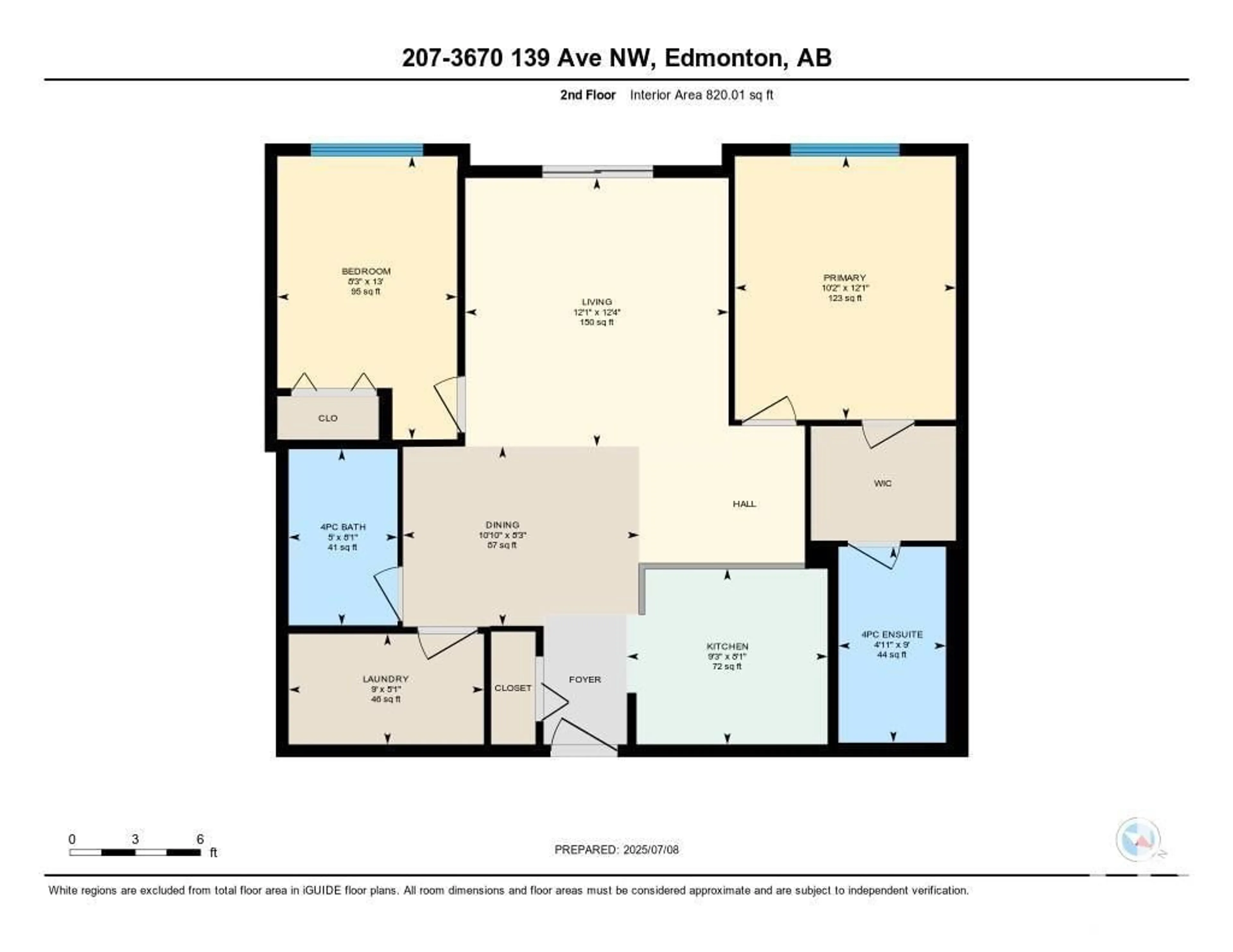 Floor plan for 207 - 3670 139 AV, Edmonton Alberta T5Y3N5