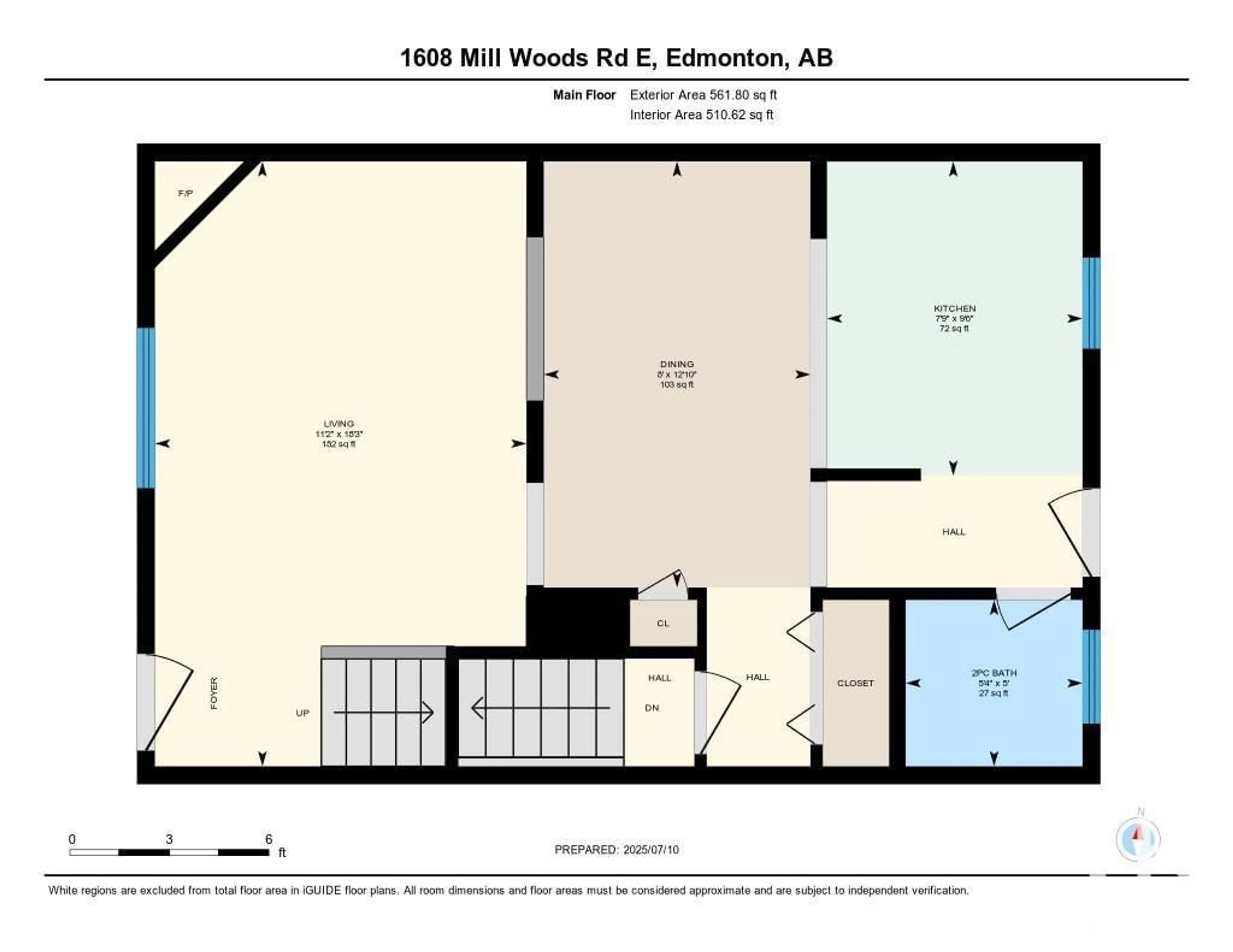 Floor plan for 1608 MILL WOODS E, Edmonton Alberta T6L6W4