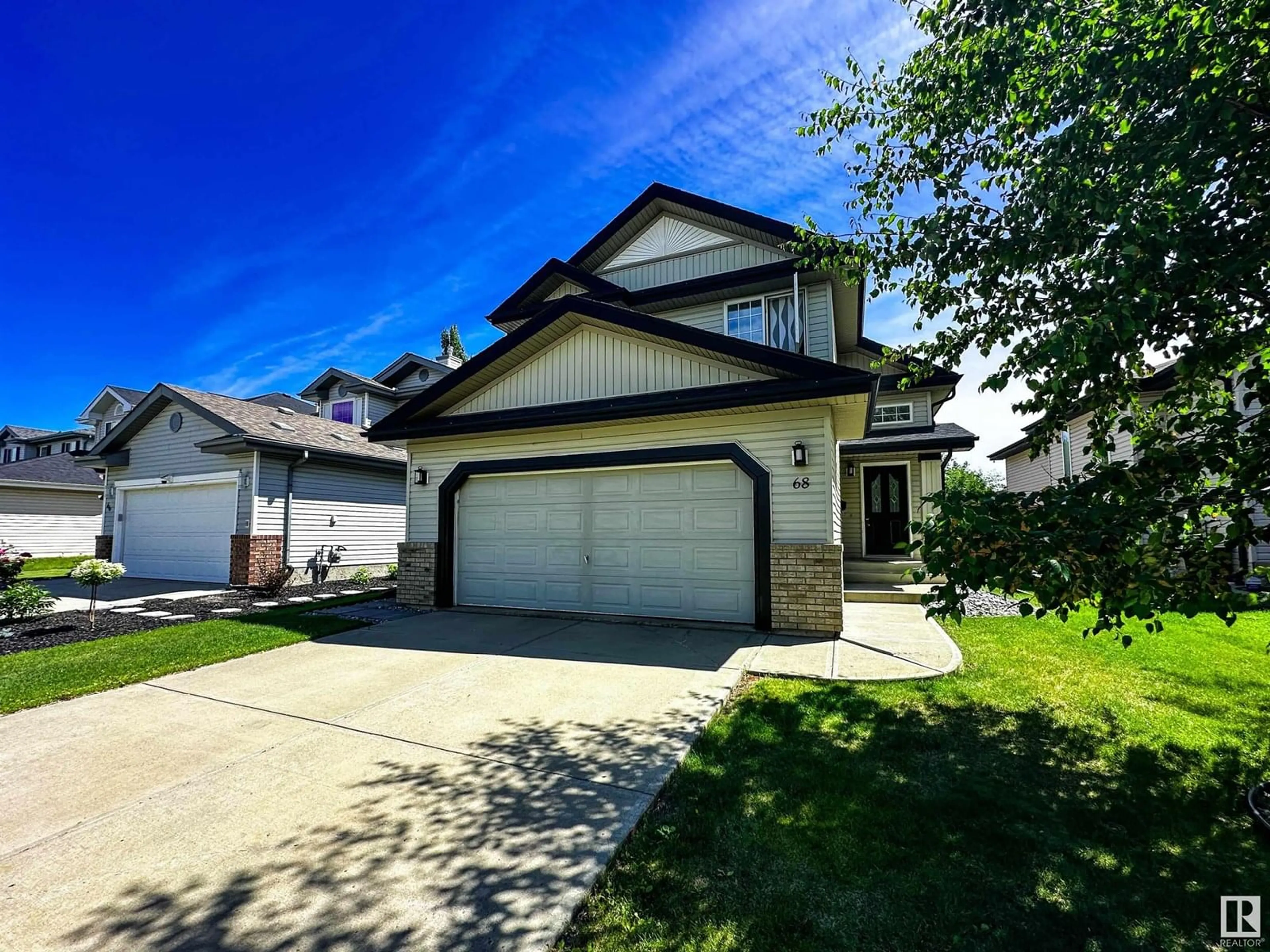 A pic from outside/outdoor area/front of a property/back of a property/a pic from drone, street for 68 NEWMARKET WY, St. Albert Alberta T8N7B8