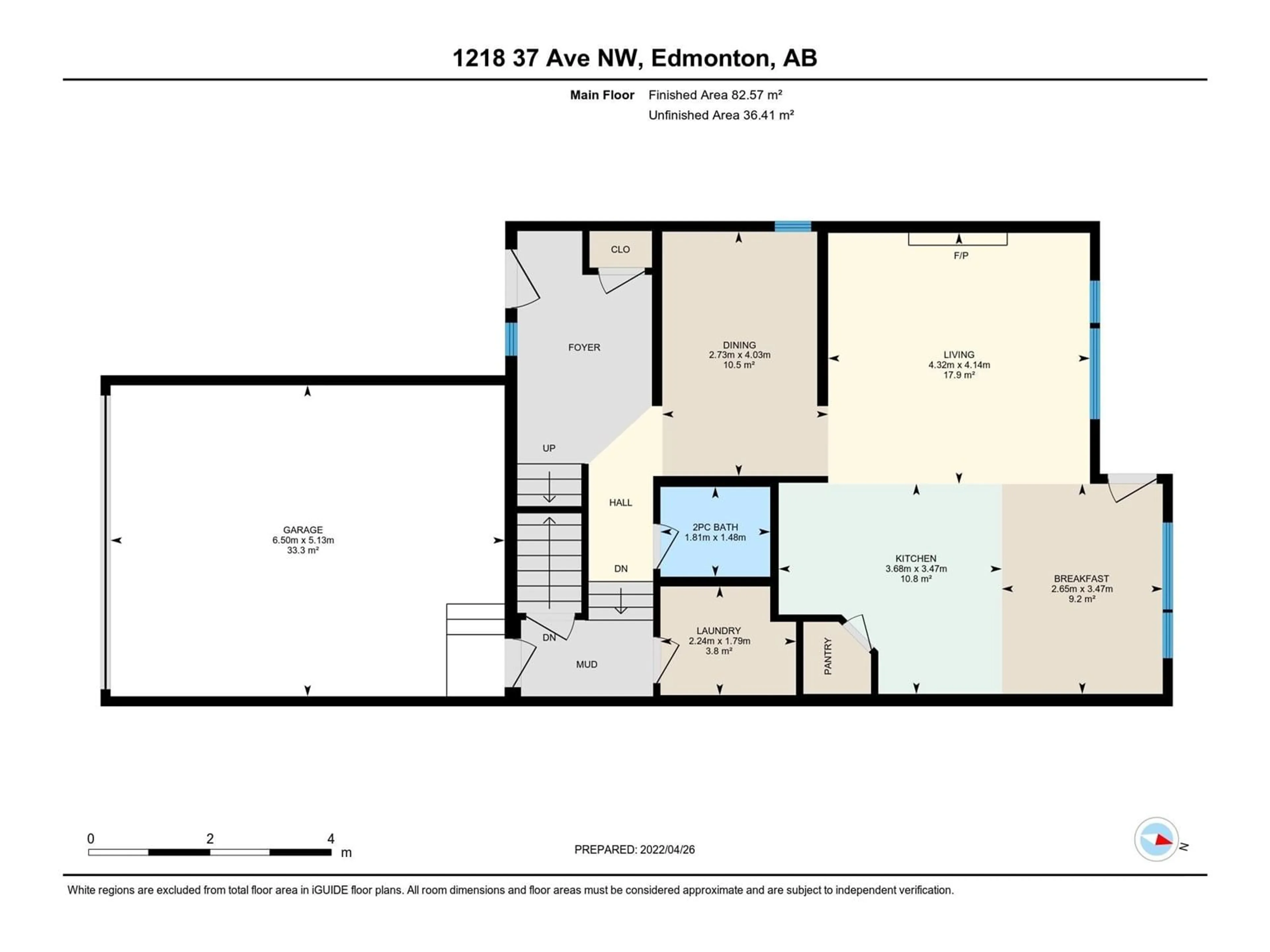 Floor plan for 1218 37 AV NW, Edmonton Alberta T6T0J5