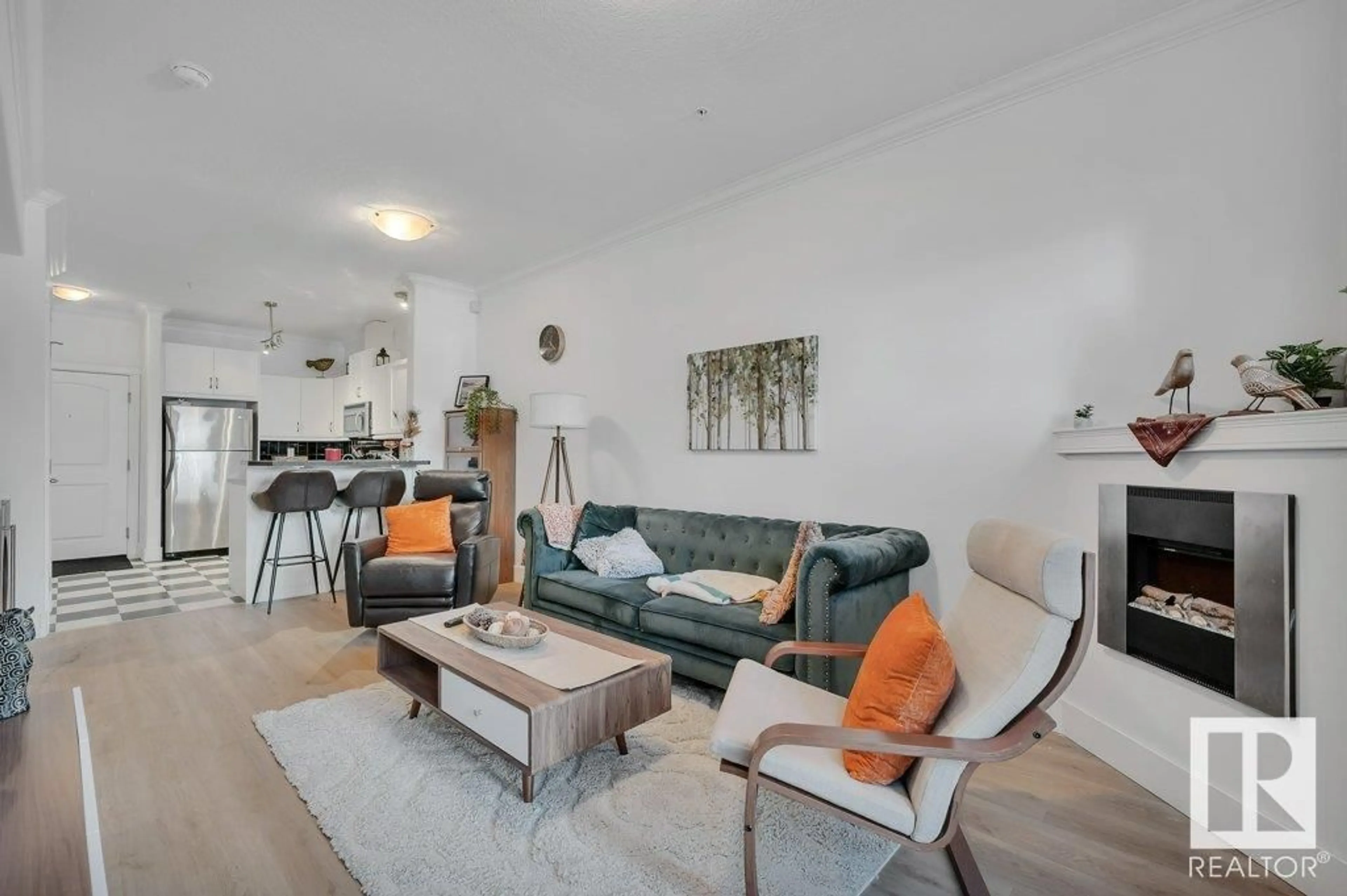 Living room with furniture, unknown for #114 - 10121 80 AV, Edmonton Alberta T6E0B9