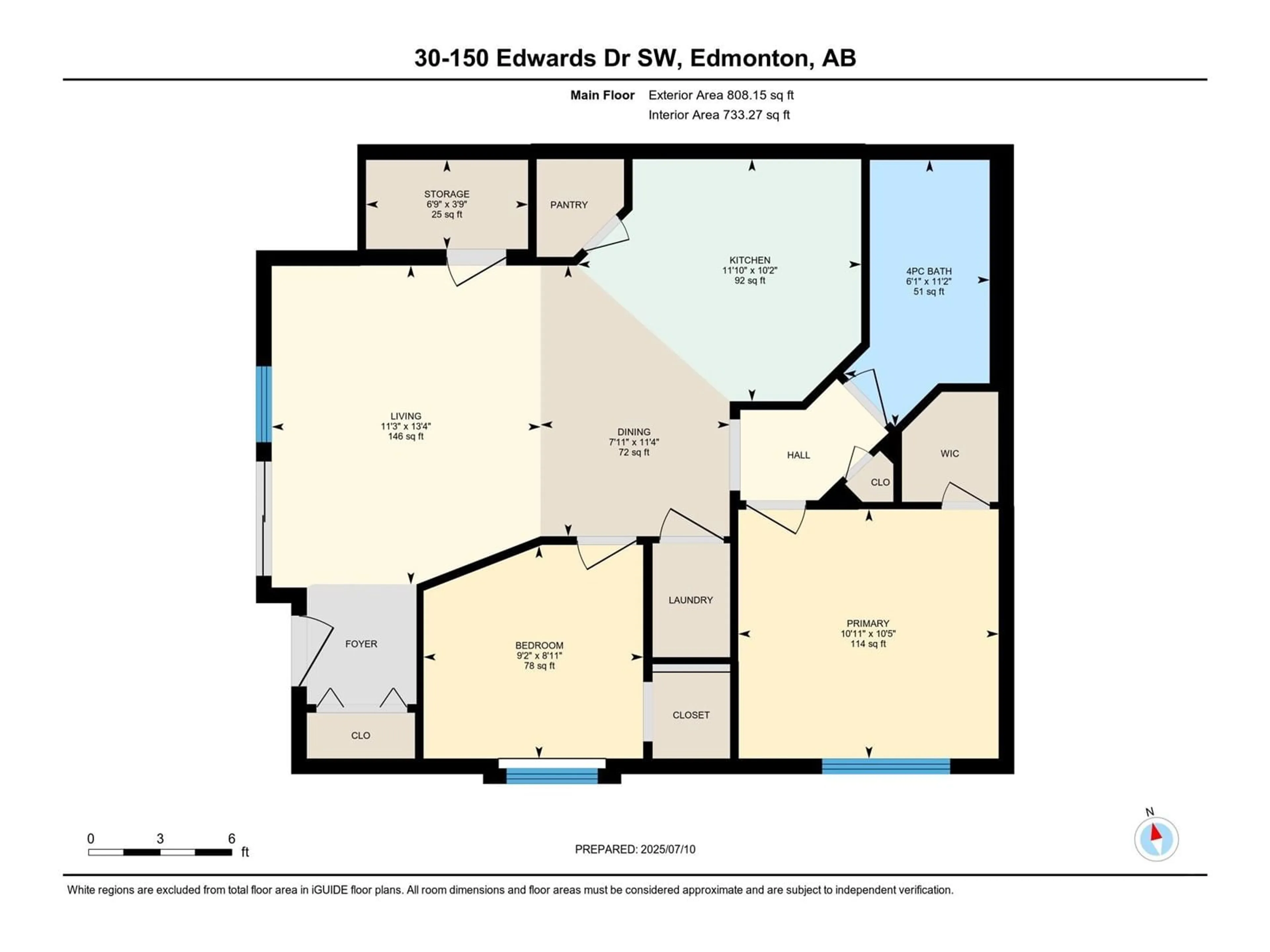 Floor plan for #30 - 150 EDWARDS DR, Edmonton Alberta T6X1M4