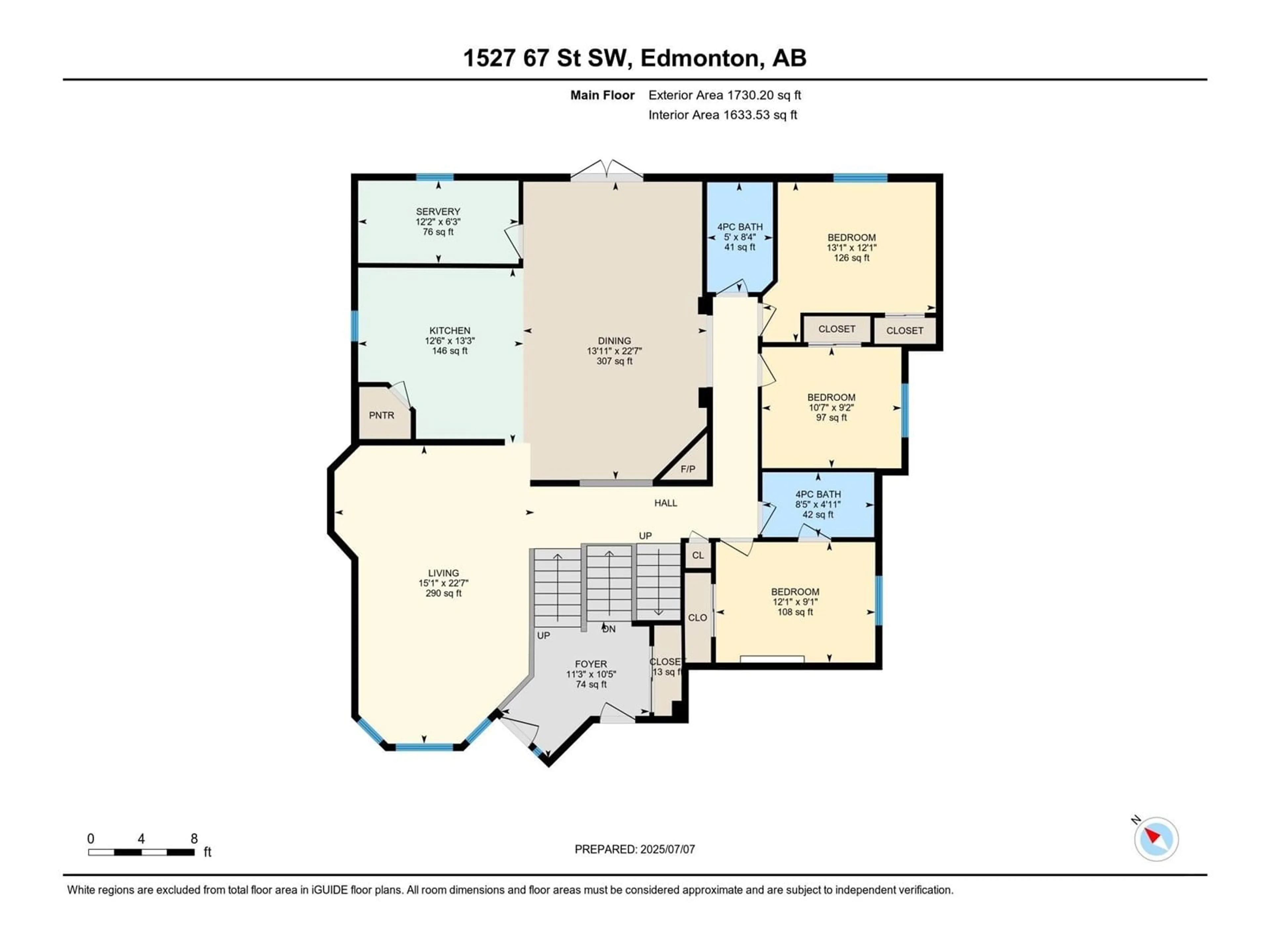 Floor plan for SW - 1527 67 ST, Edmonton Alberta T6X0G8