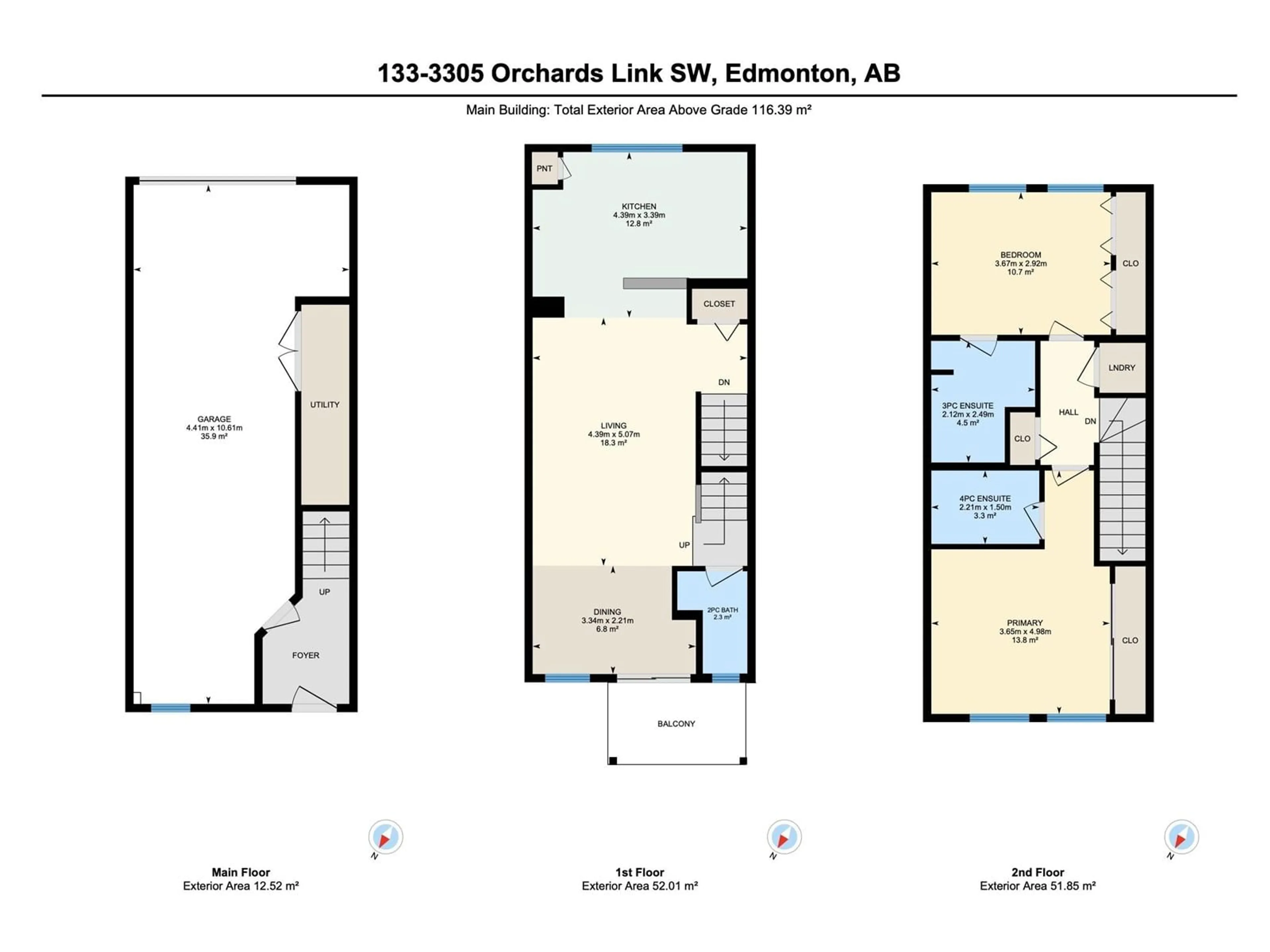 Floor plan for #133 - 3305 ORCHARDS LINK LI, Edmonton Alberta T6X2H1
