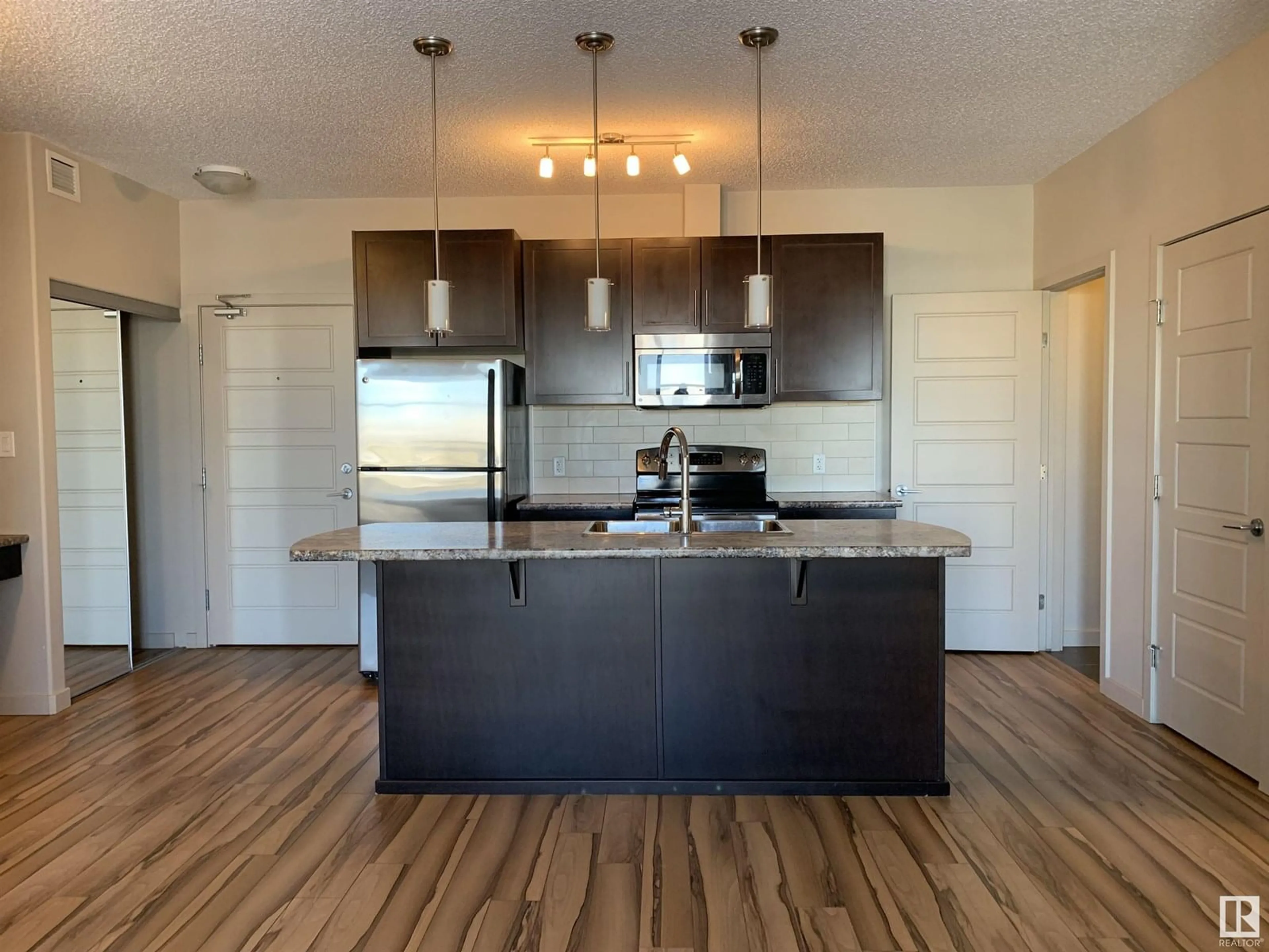 Open concept kitchen, wood/laminate floor for 317 - 1144 ADAMSON DR, Edmonton Alberta T6W2X7