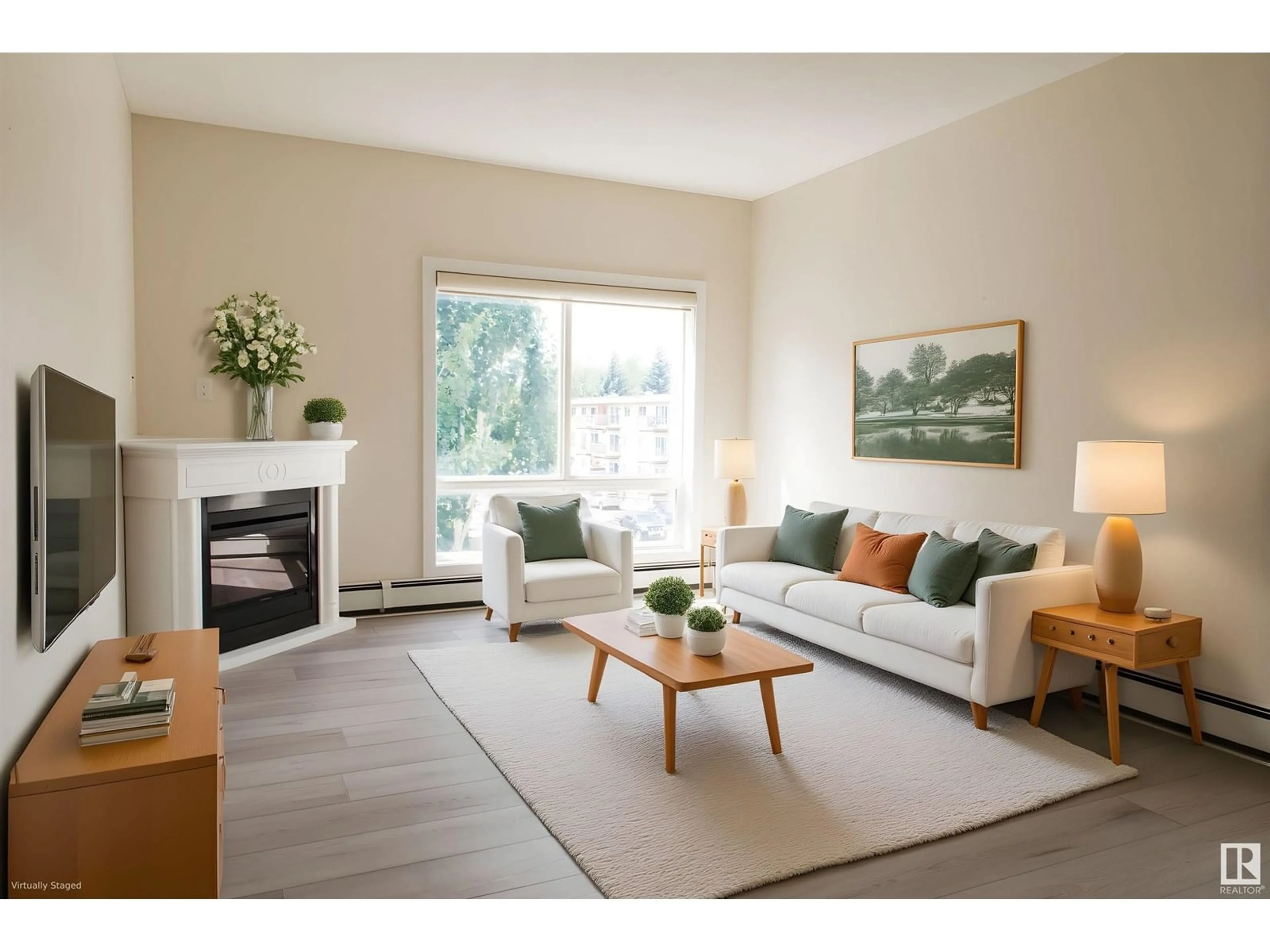 Living room with furniture, wood/laminate floor for 304 - 10524 77 AV, Edmonton Alberta T6E1N1