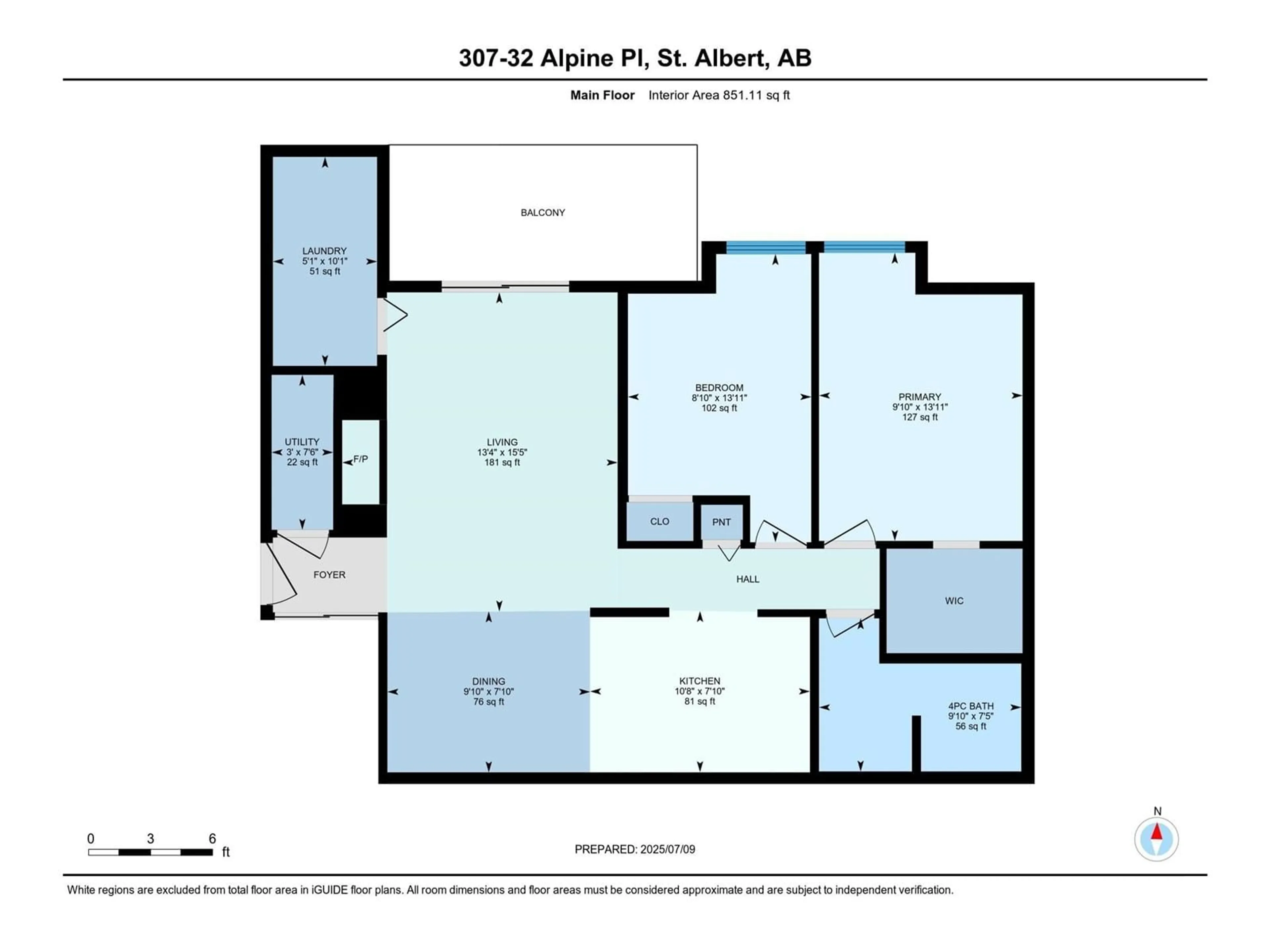 Floor plan for 307 - 32 ALPINE PL, St. Albert Alberta T8N3Y2