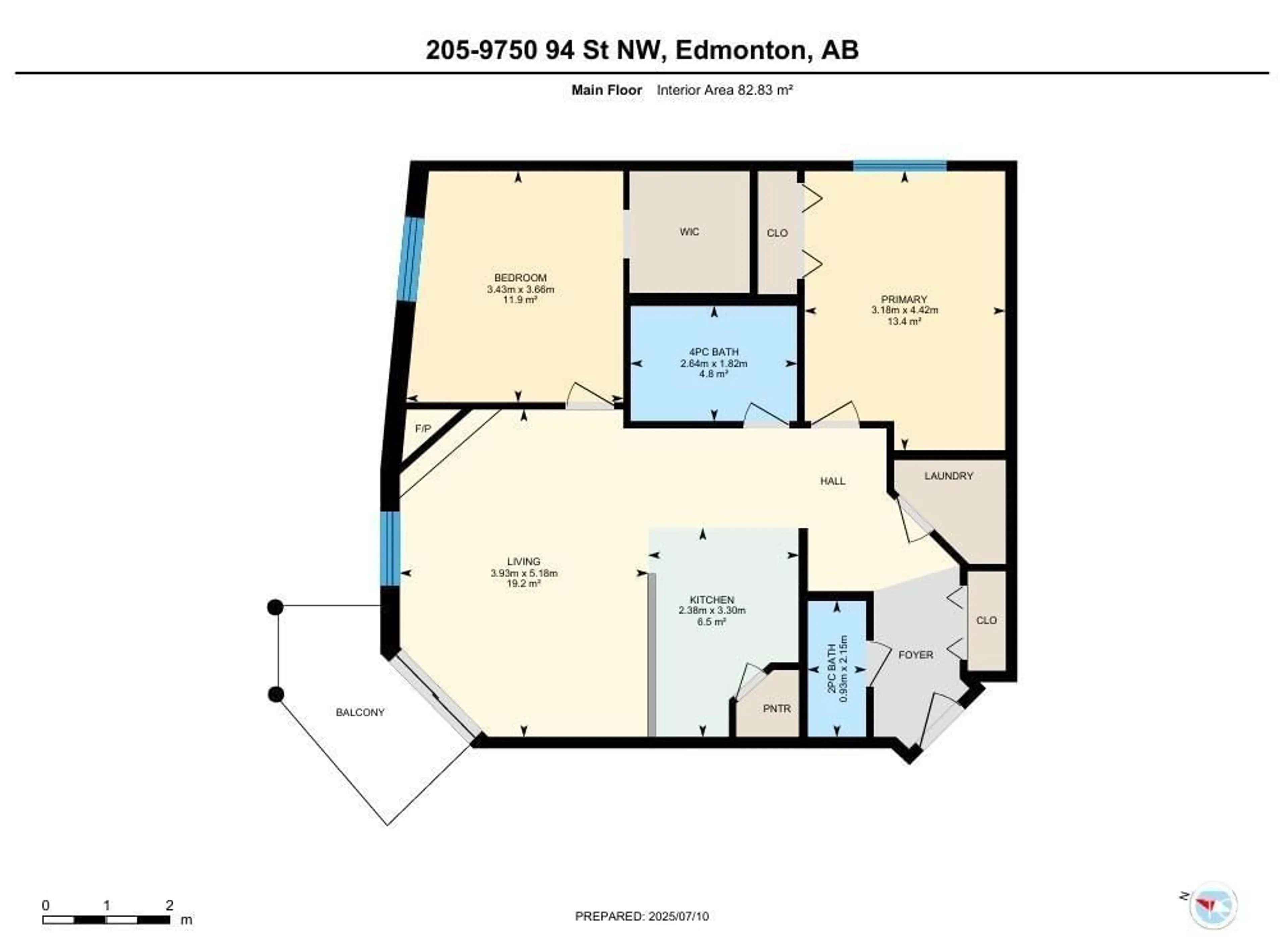 Floor plan for 205 9750 94 ST NW, Edmonton Alberta T6C2E3