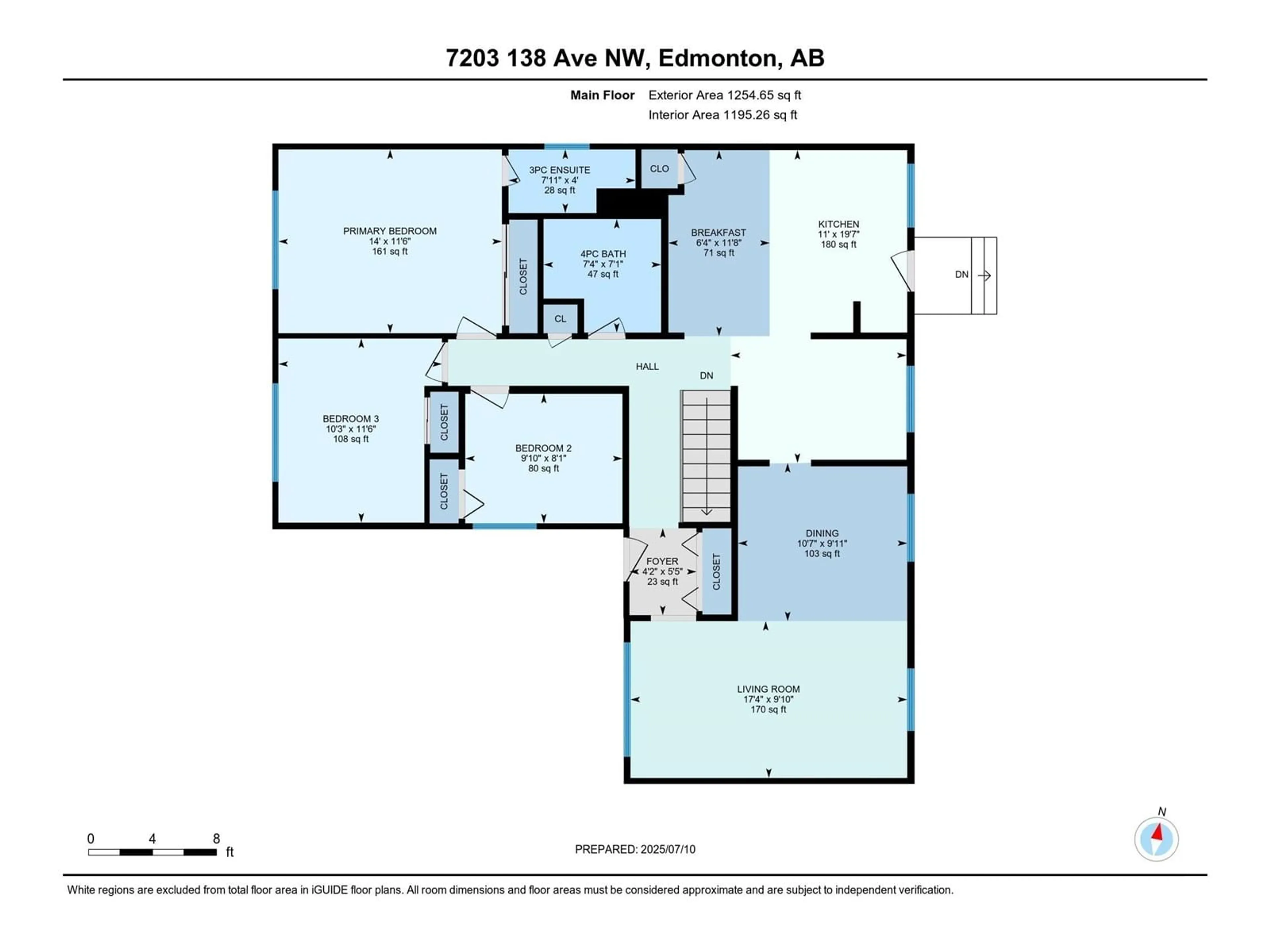 Floor plan for 7203 138 AV, Edmonton Alberta T5C2L9