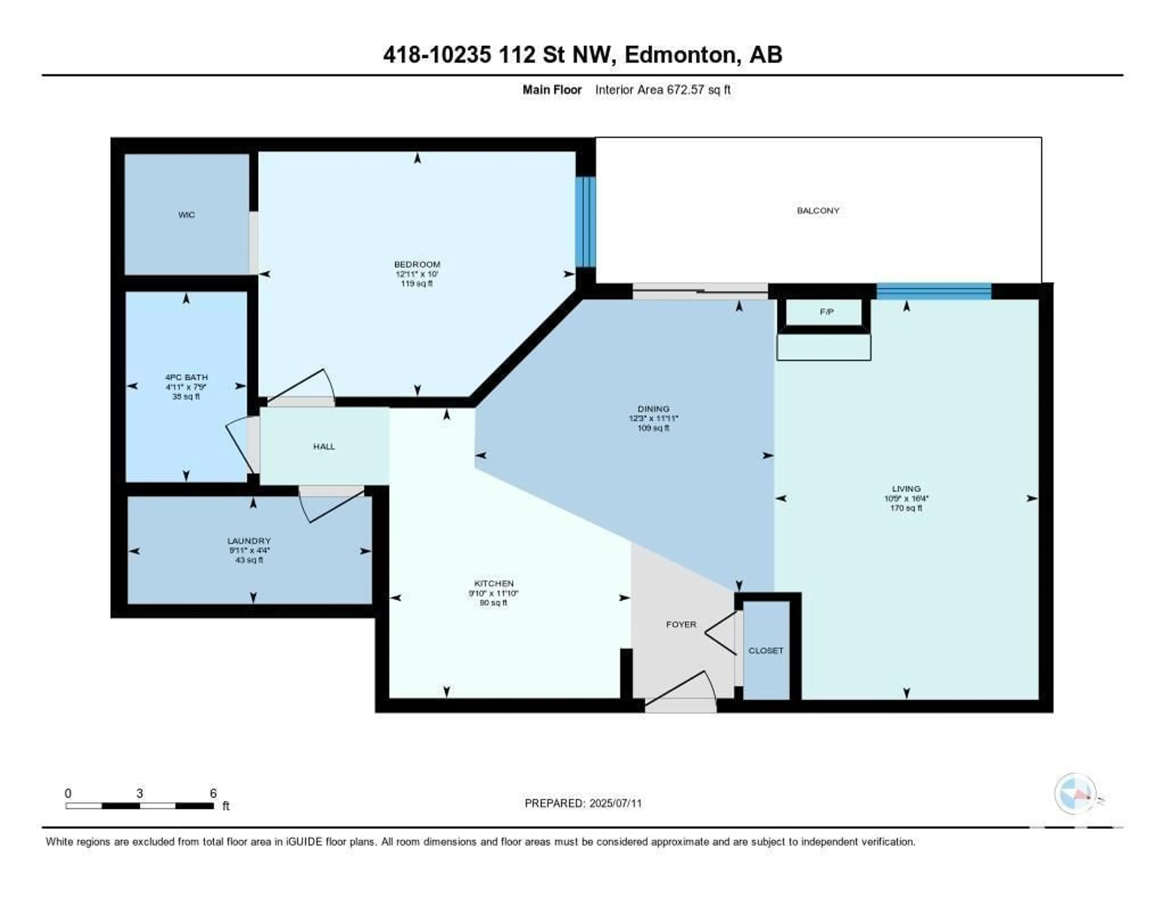 Floor plan for 10235 - 418 112 ST, Edmonton Alberta T5K1M7