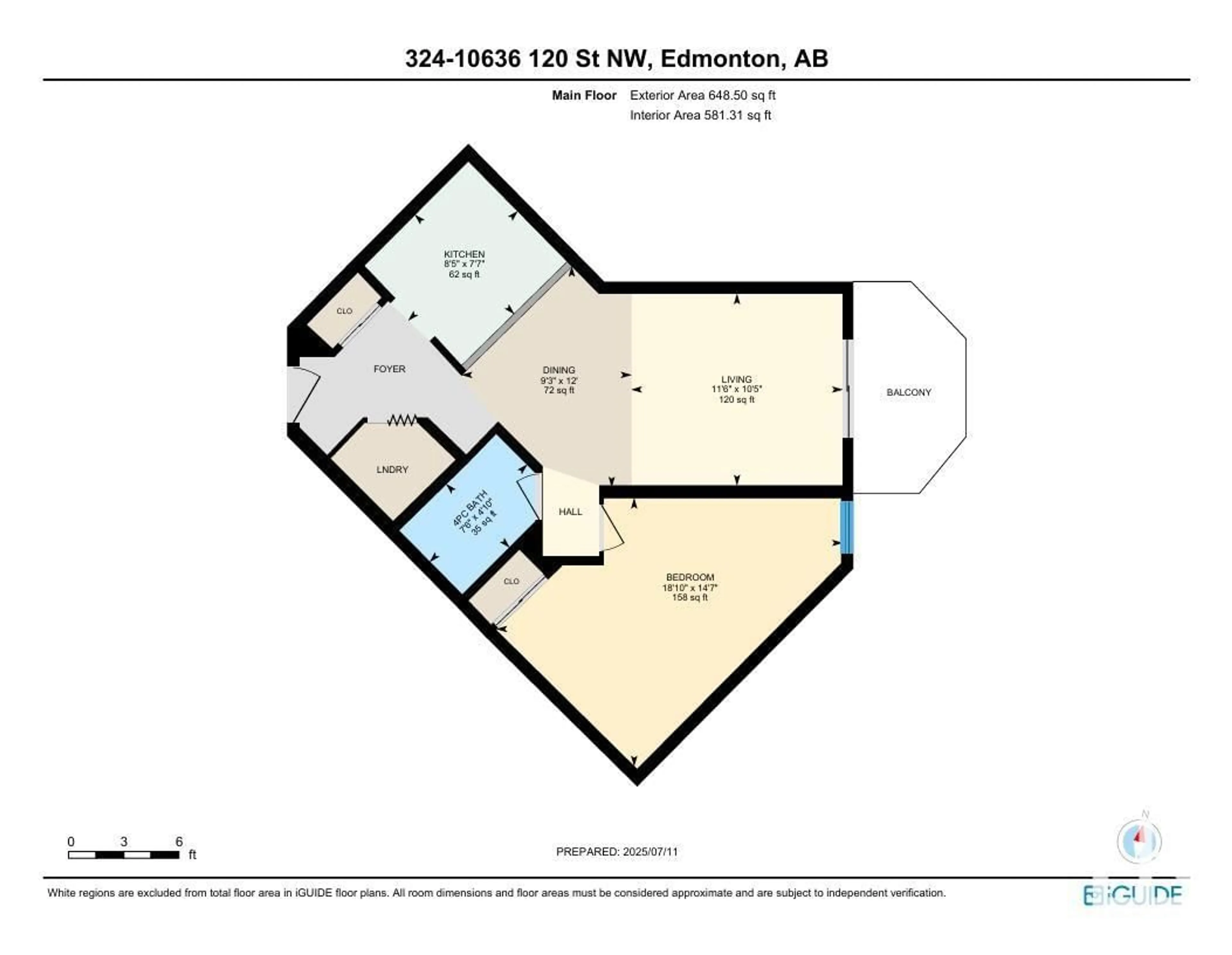 Floor plan for #324 - 10636 120 ST, Edmonton Alberta T5H4L5