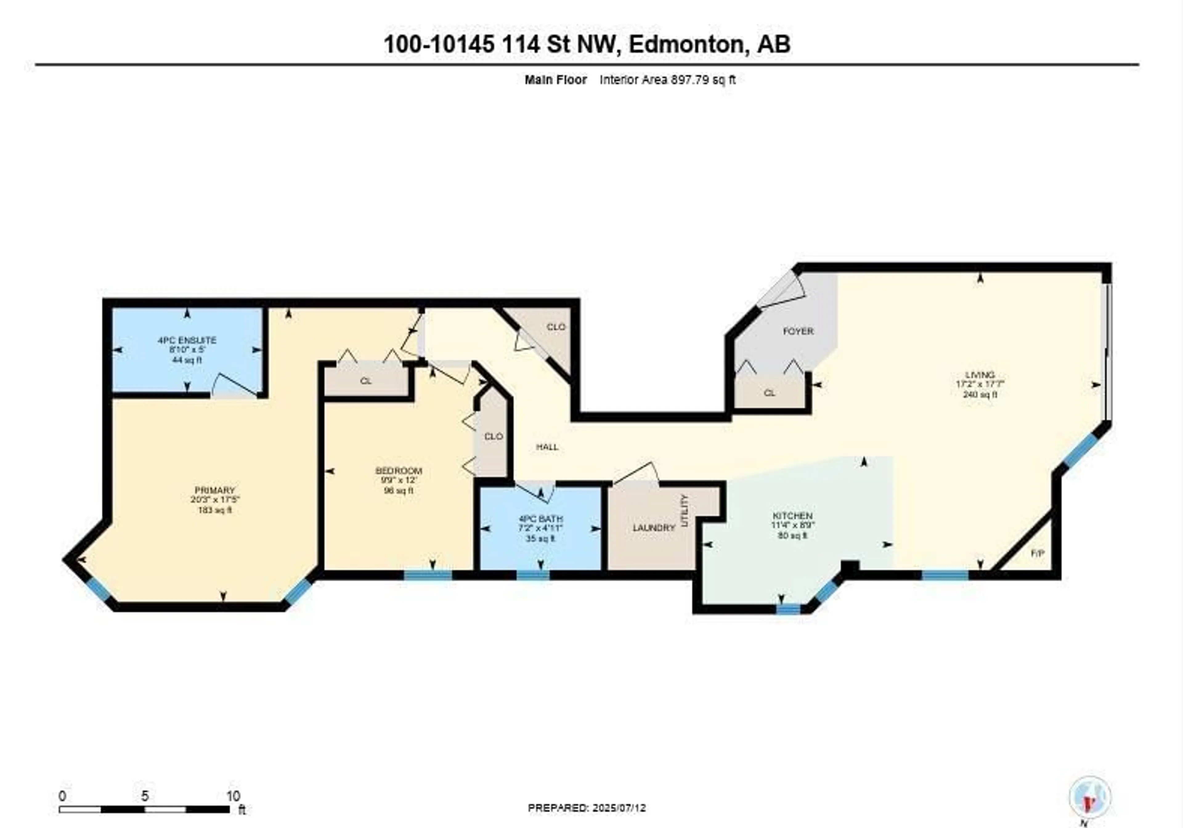 Floor plan for #100 - 10145 114 ST, Edmonton Alberta T5K1R8