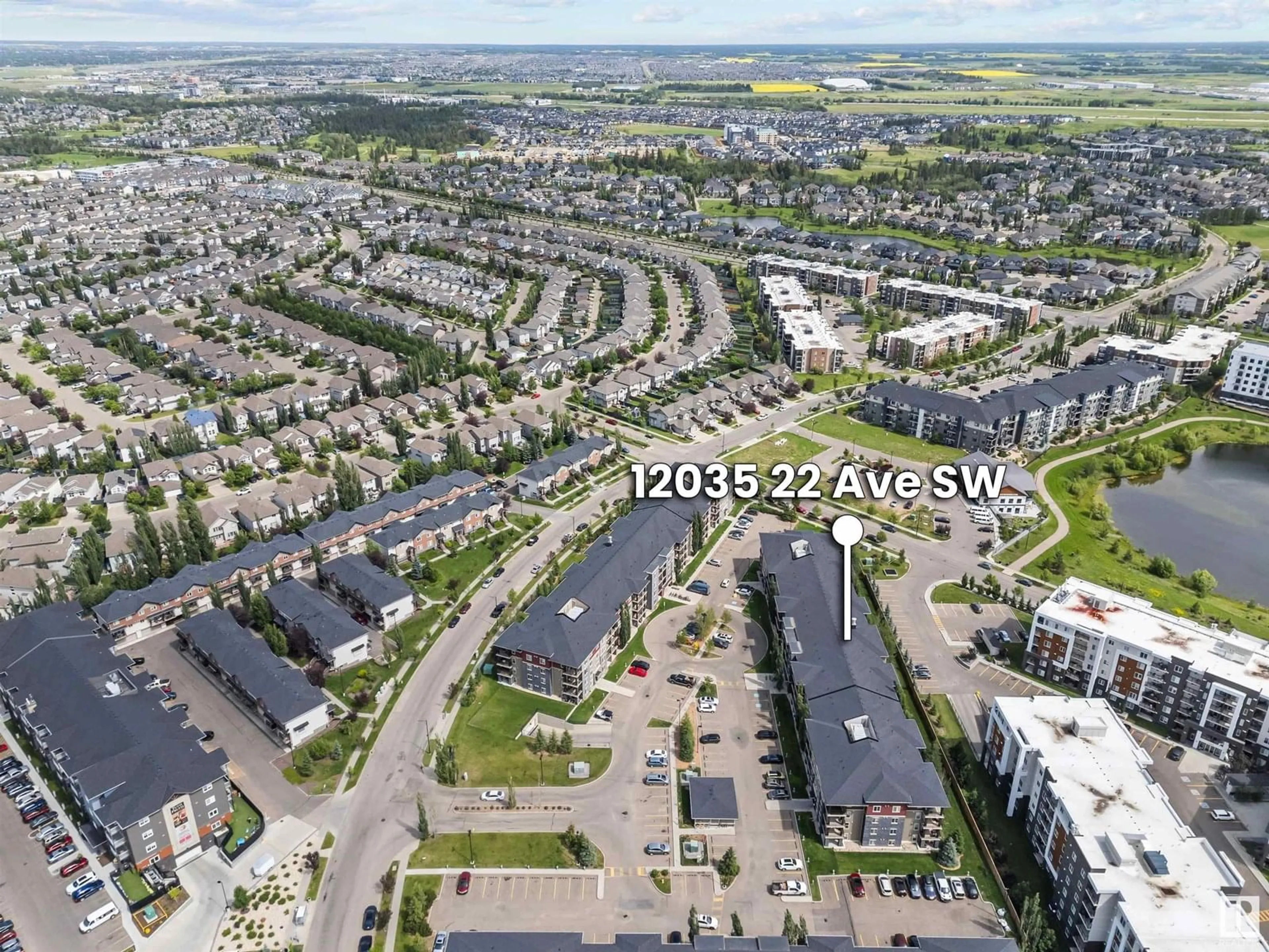 A pic from outside/outdoor area/front of a property/back of a property/a pic from drone, street for 403 - 12035 22 AV, Edmonton Alberta T6W2X9