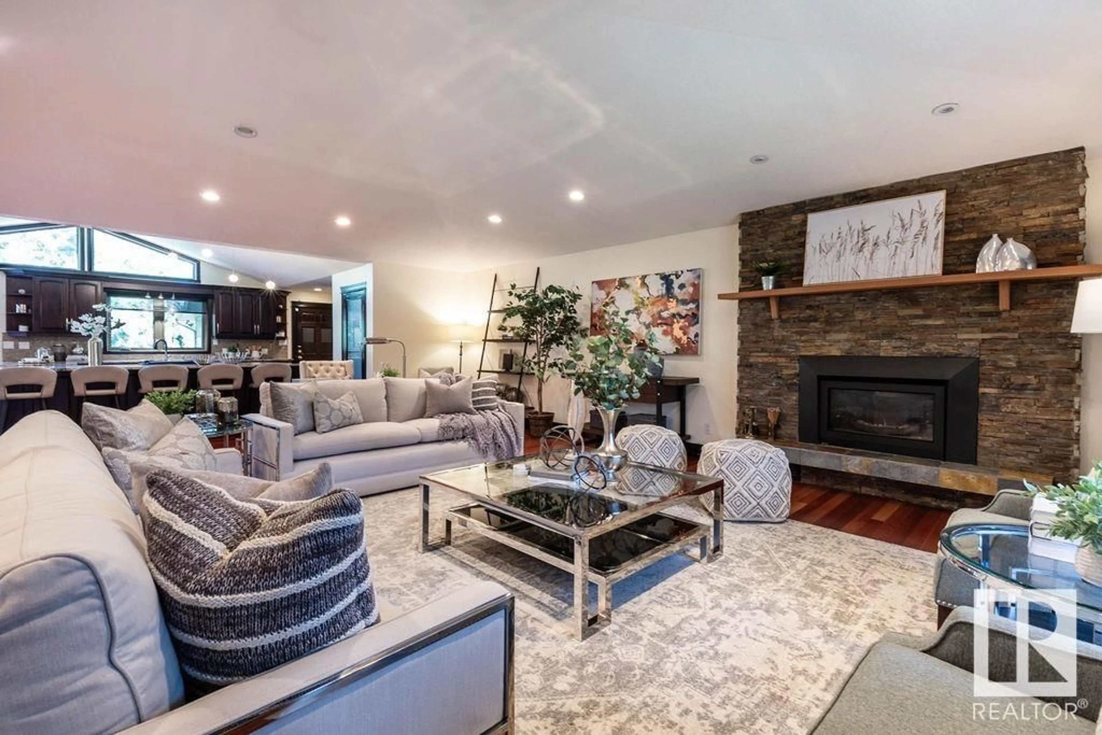 Living room with furniture, unknown for 16 QUESNELL CR, Edmonton Alberta T5R5N9