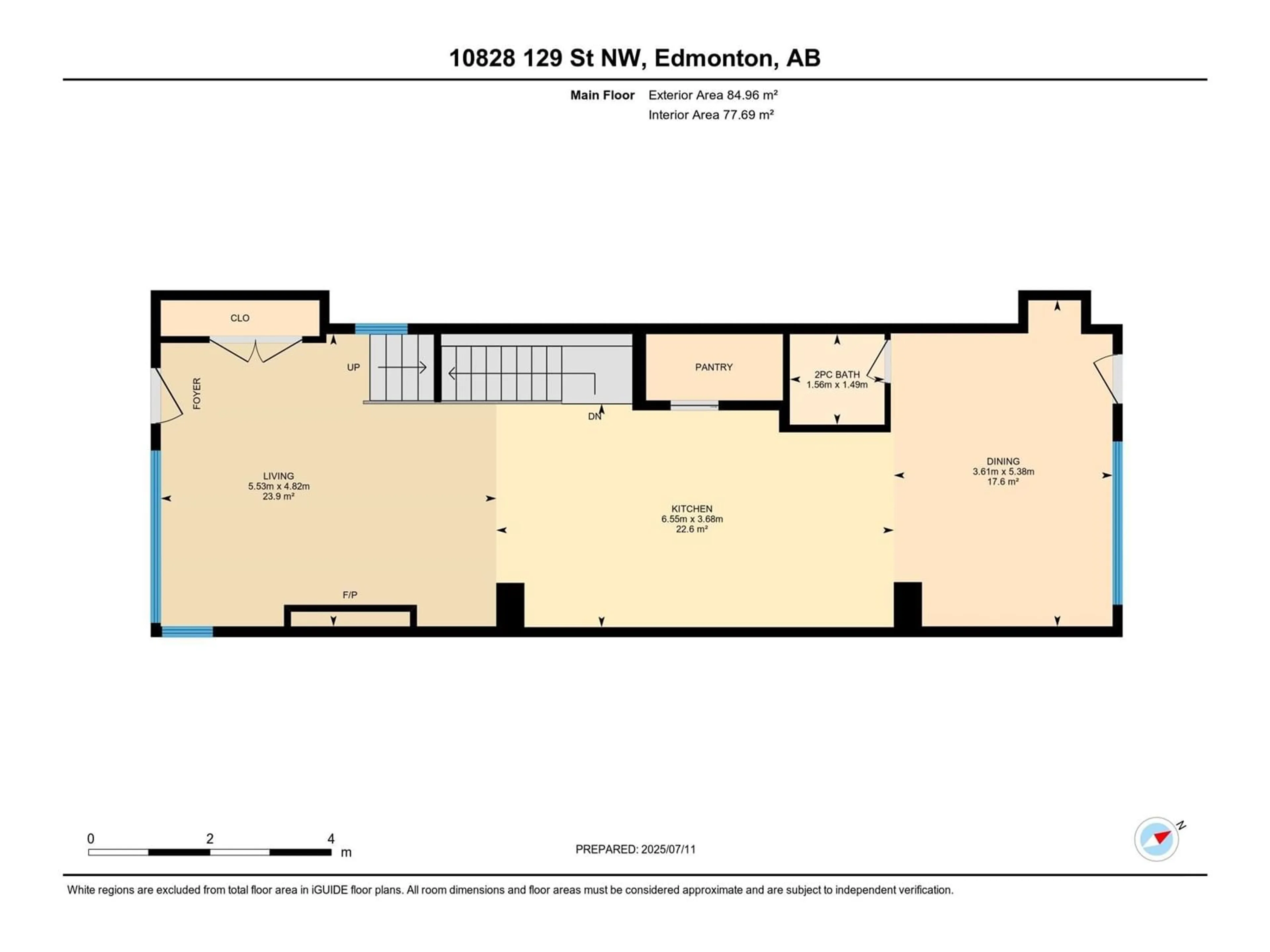Floor plan for 10828 129 ST, Edmonton Alberta T5M0X7