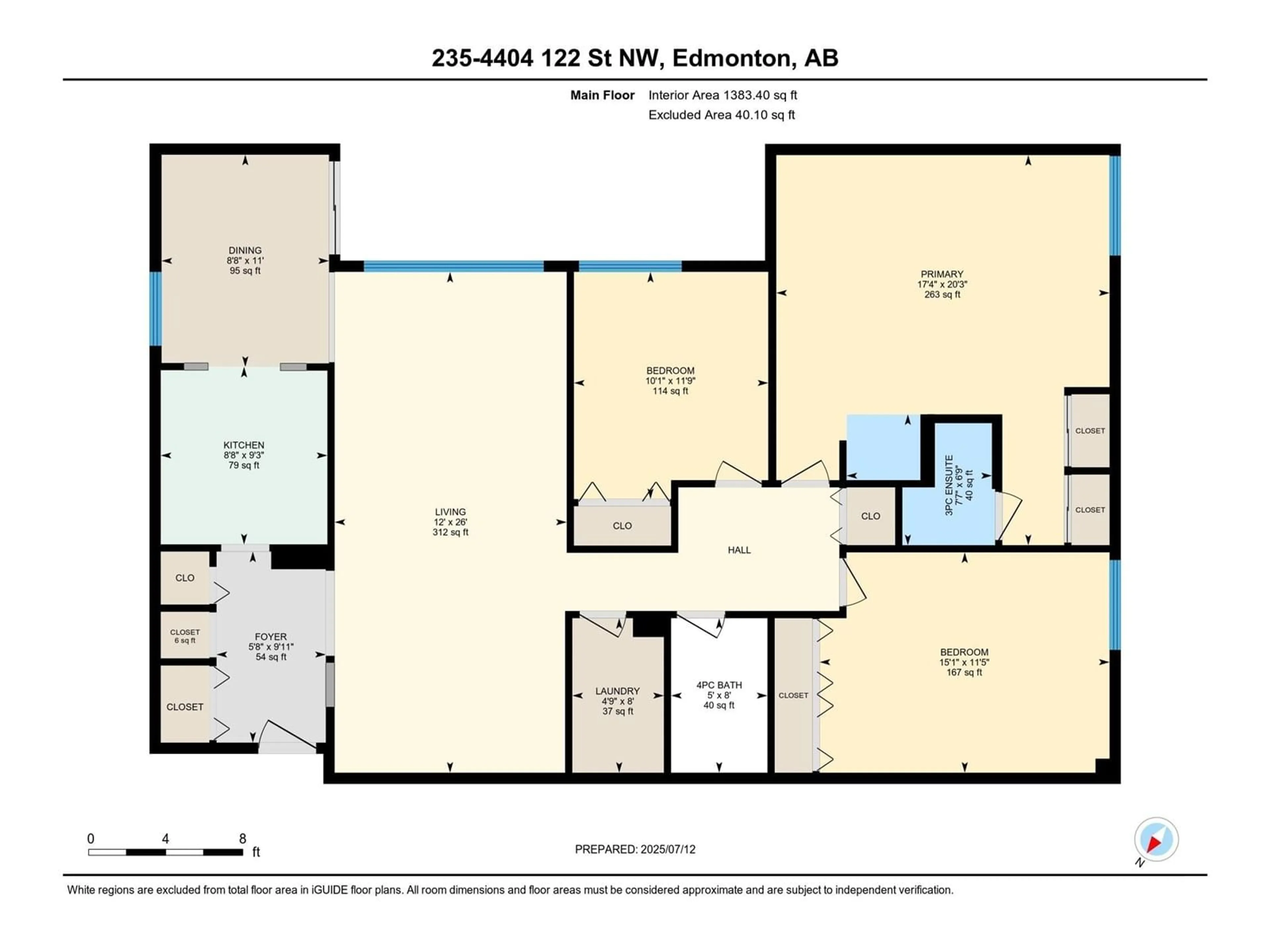 Floor plan for 235 - 4404 122 ST, Edmonton Alberta T6J4A9