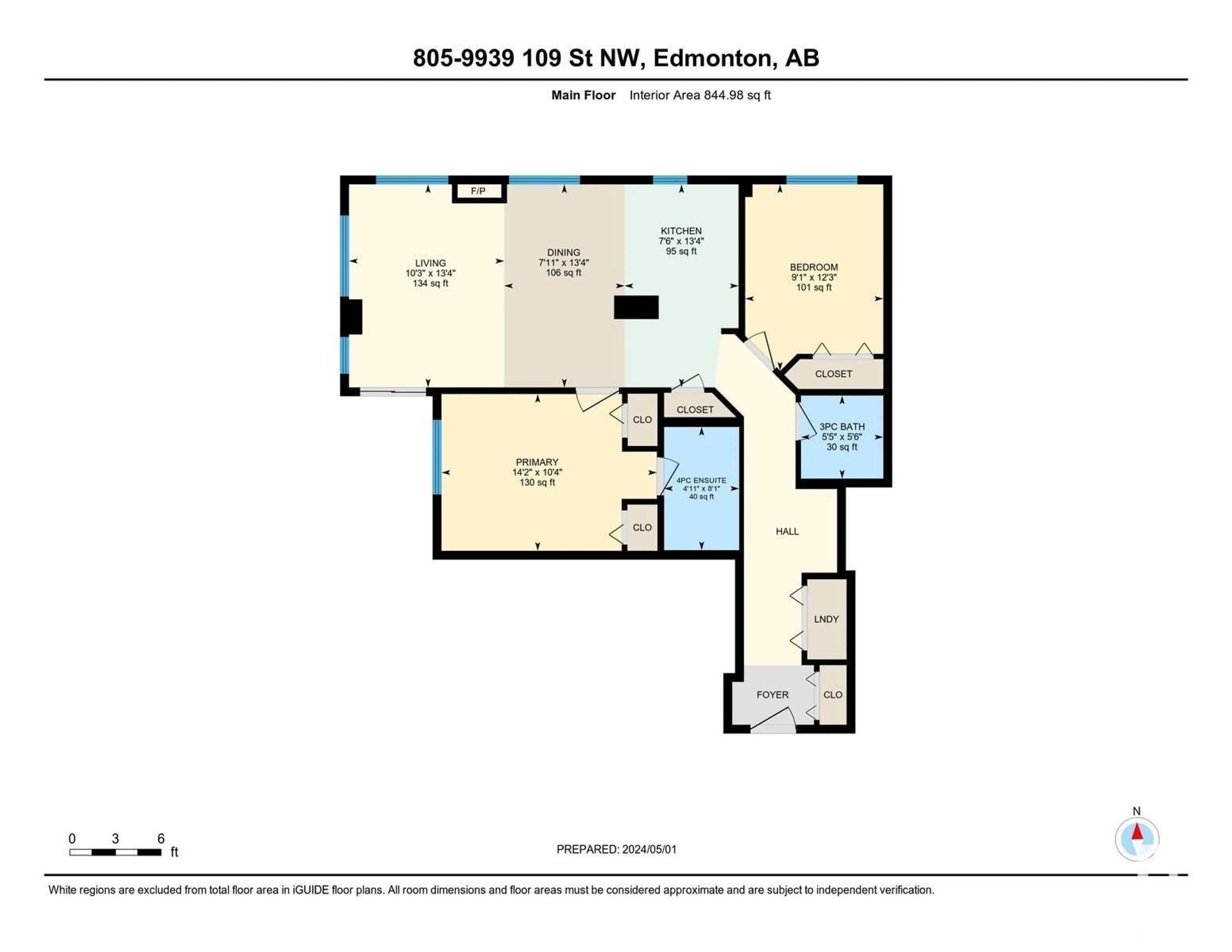 Floor plan for 9939 - 805 109 ST, Edmonton Alberta T5K1H6
