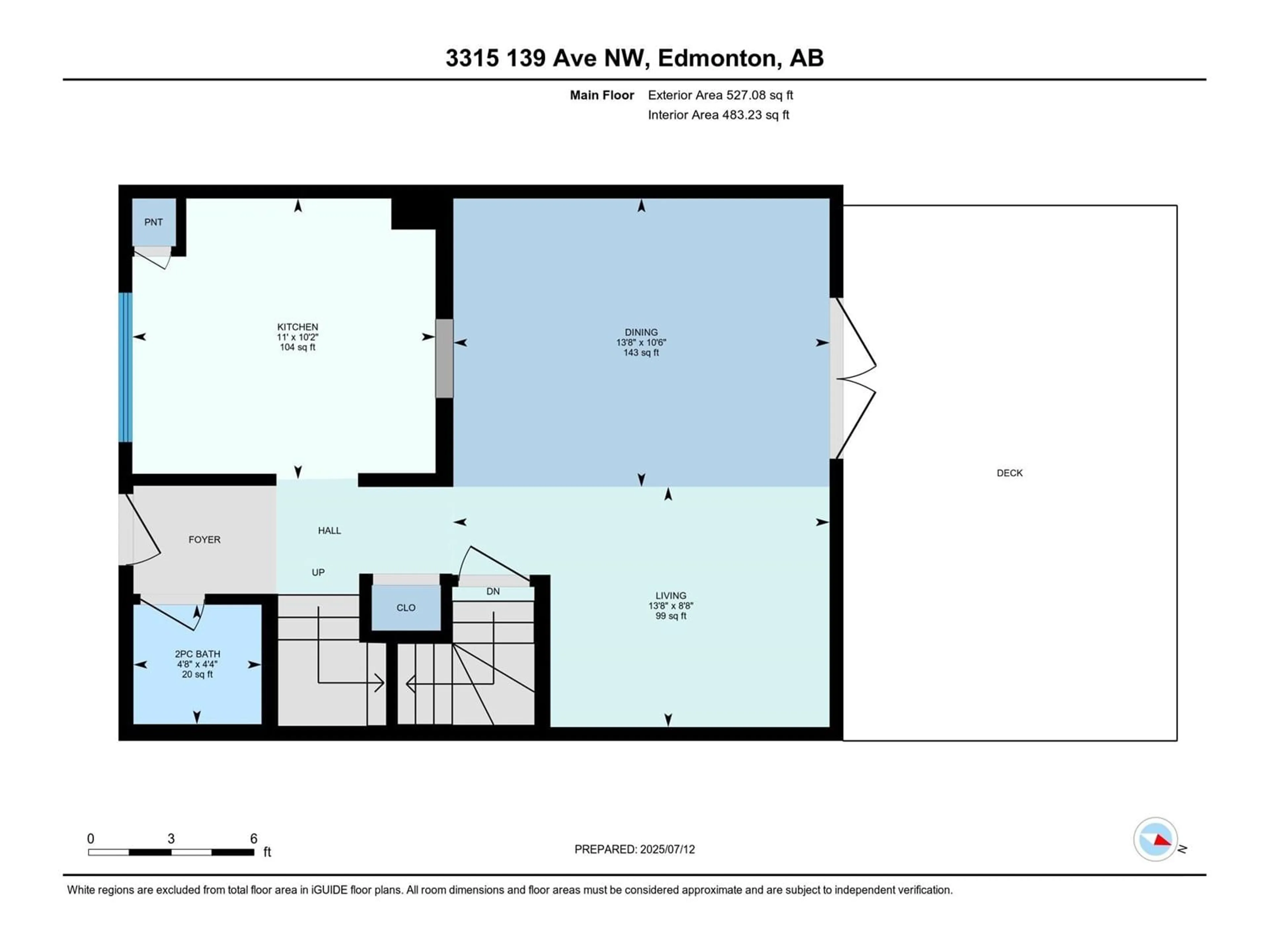 Floor plan for 3315 139 AV, Edmonton Alberta T5Y1T2