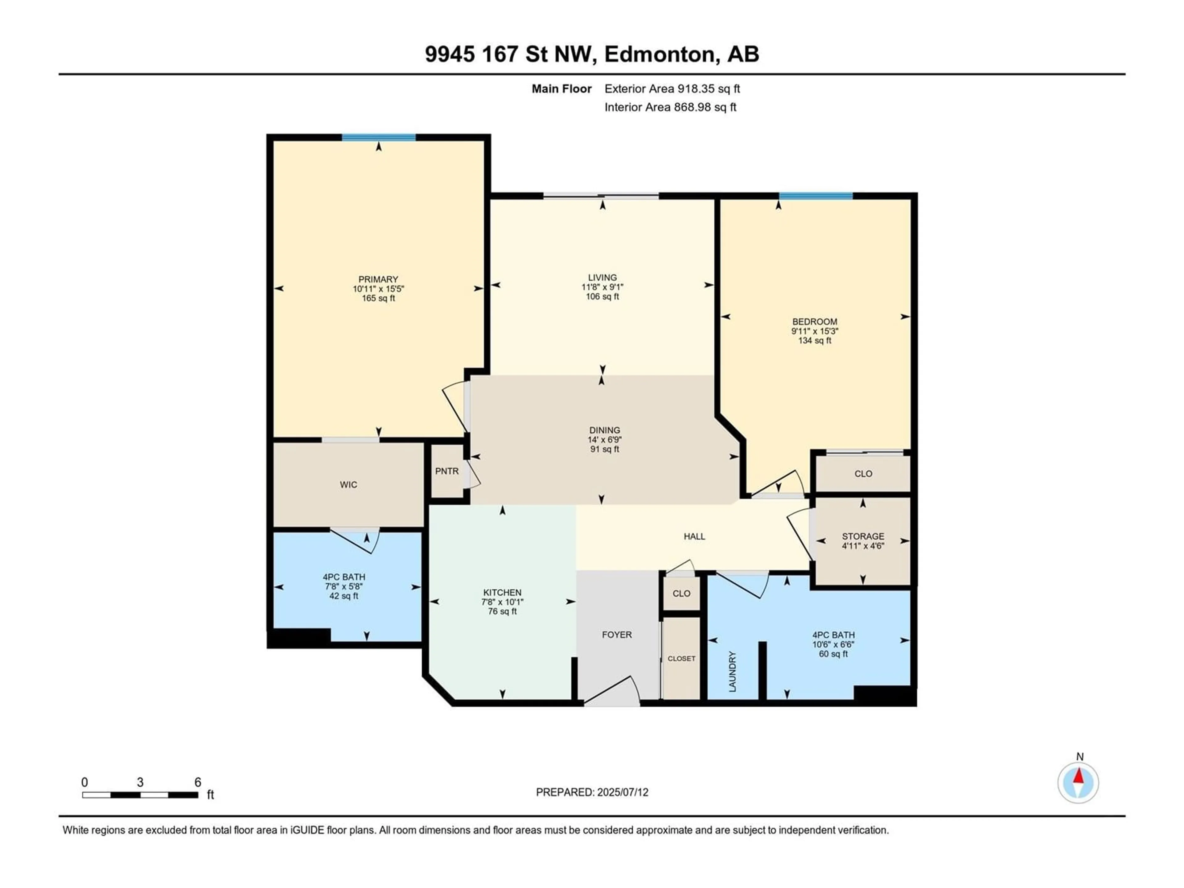 Floor plan for #209 - 9945 167 ST, Edmonton Alberta T5P0K5