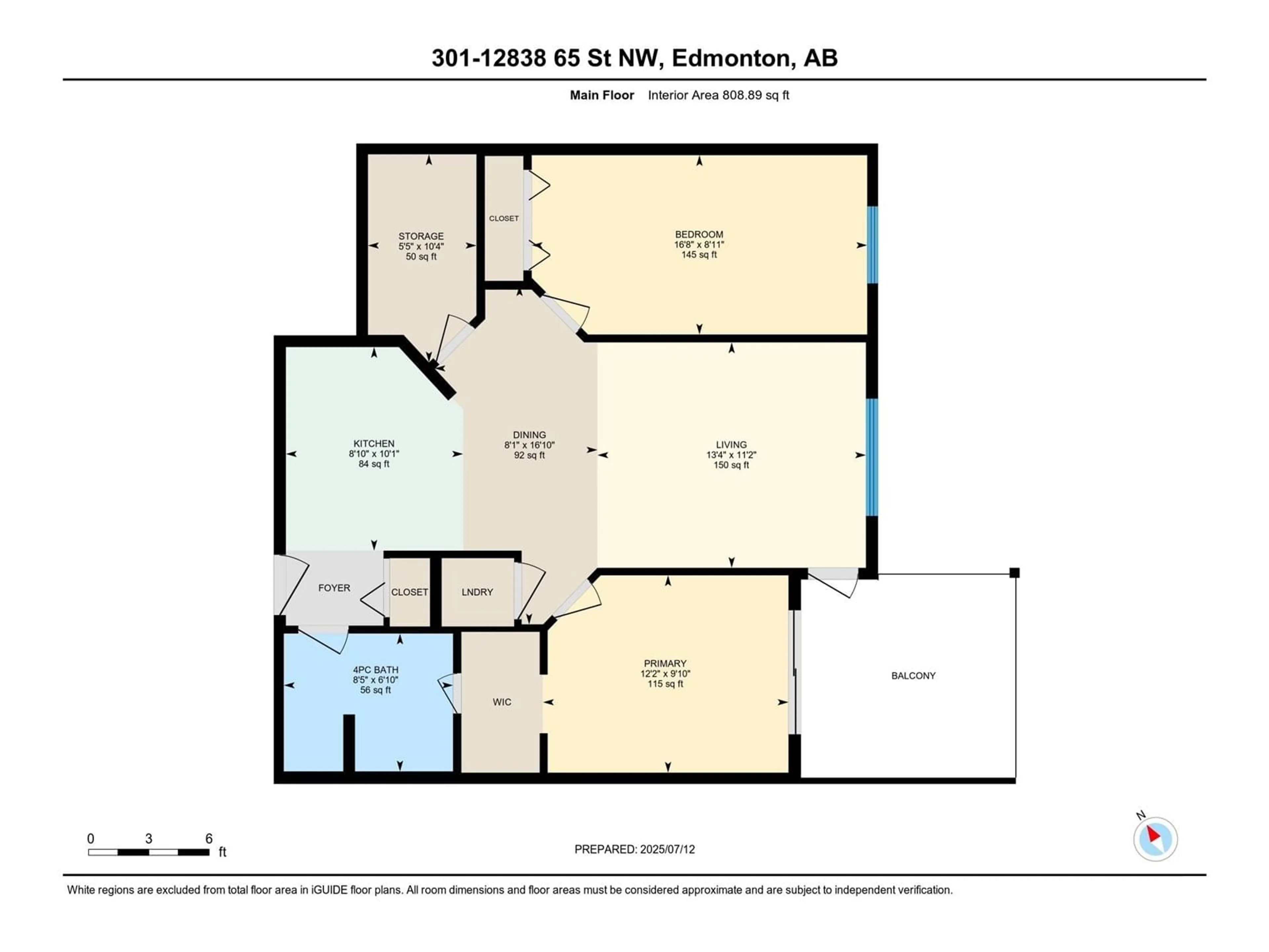 Floor plan for #301 - 12838 65 ST, Edmonton Alberta T5A5H3