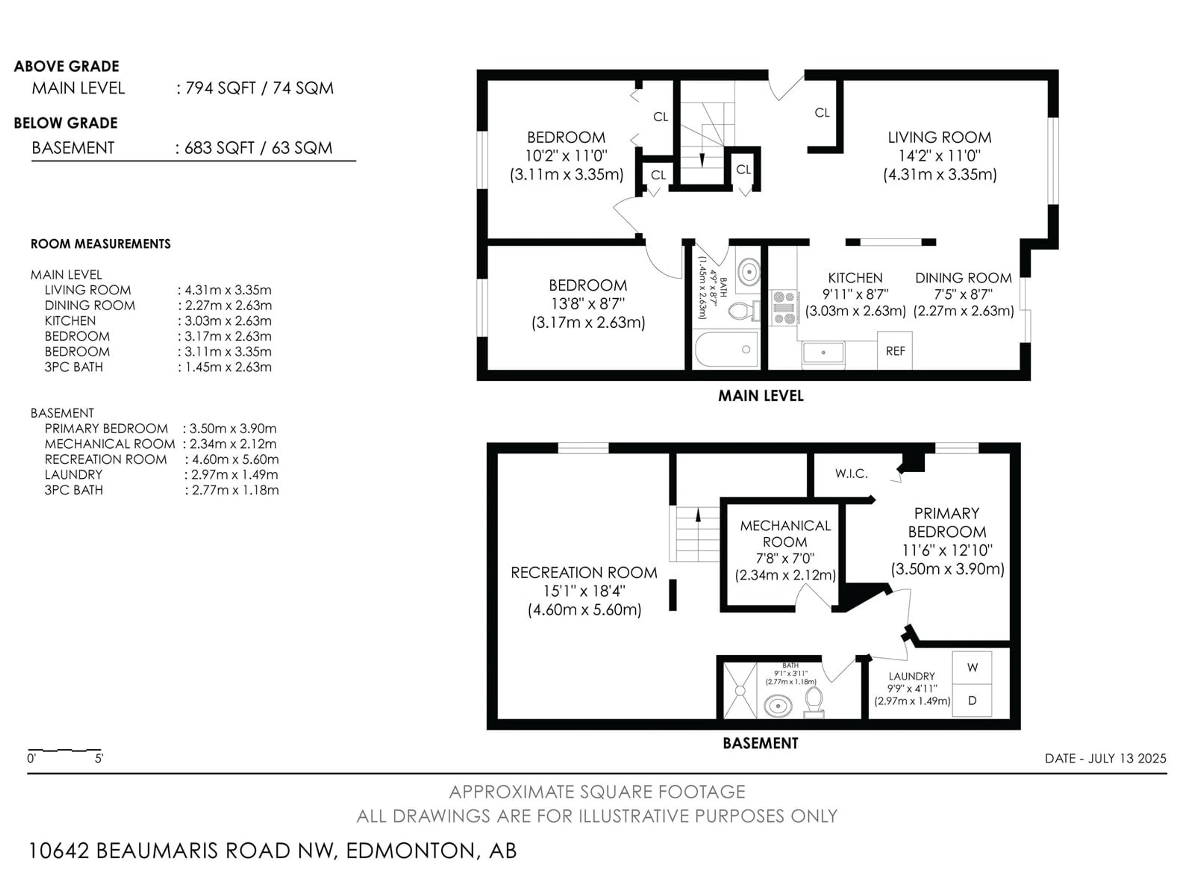 Floor plan for 10642 BEAUMARIS RD, Edmonton Alberta T5X3N4