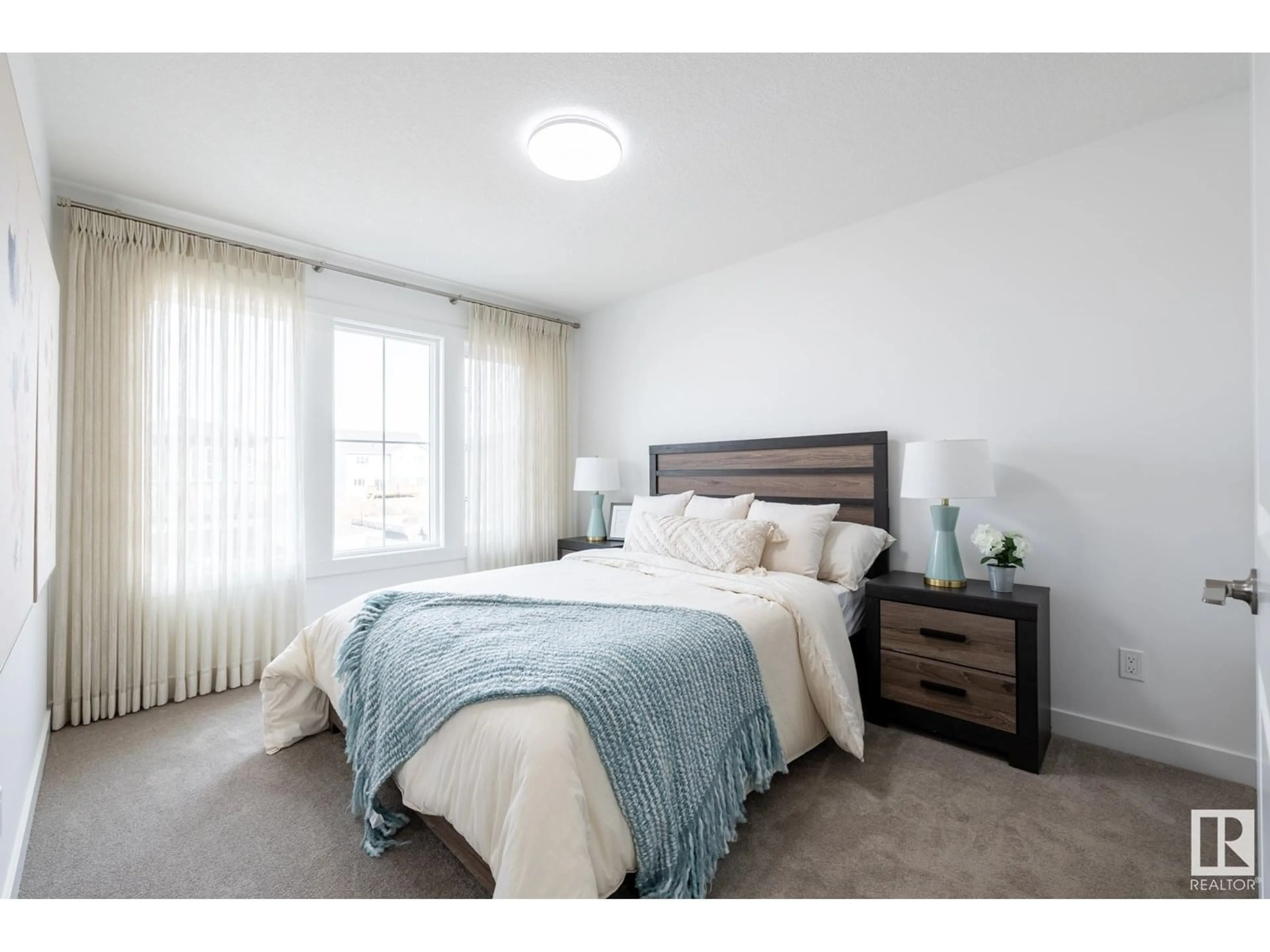 Bedroom with bed, wood/laminate floor for 1282 KESWICK DR, Edmonton Alberta T6W5P2