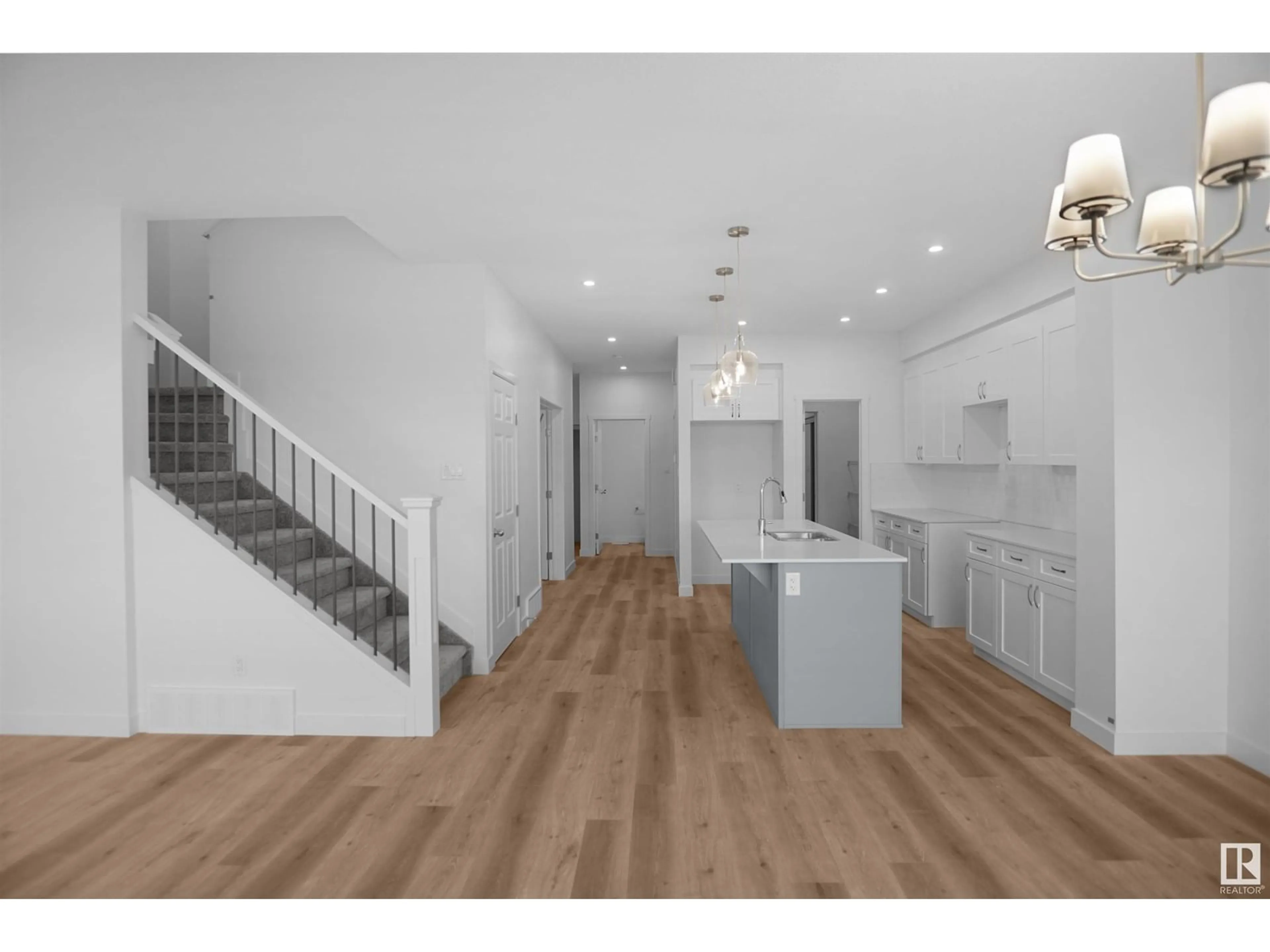 Open concept kitchen, wood/laminate floor for 4 ELIS LI, Spruce Grove Alberta T7X0Z3
