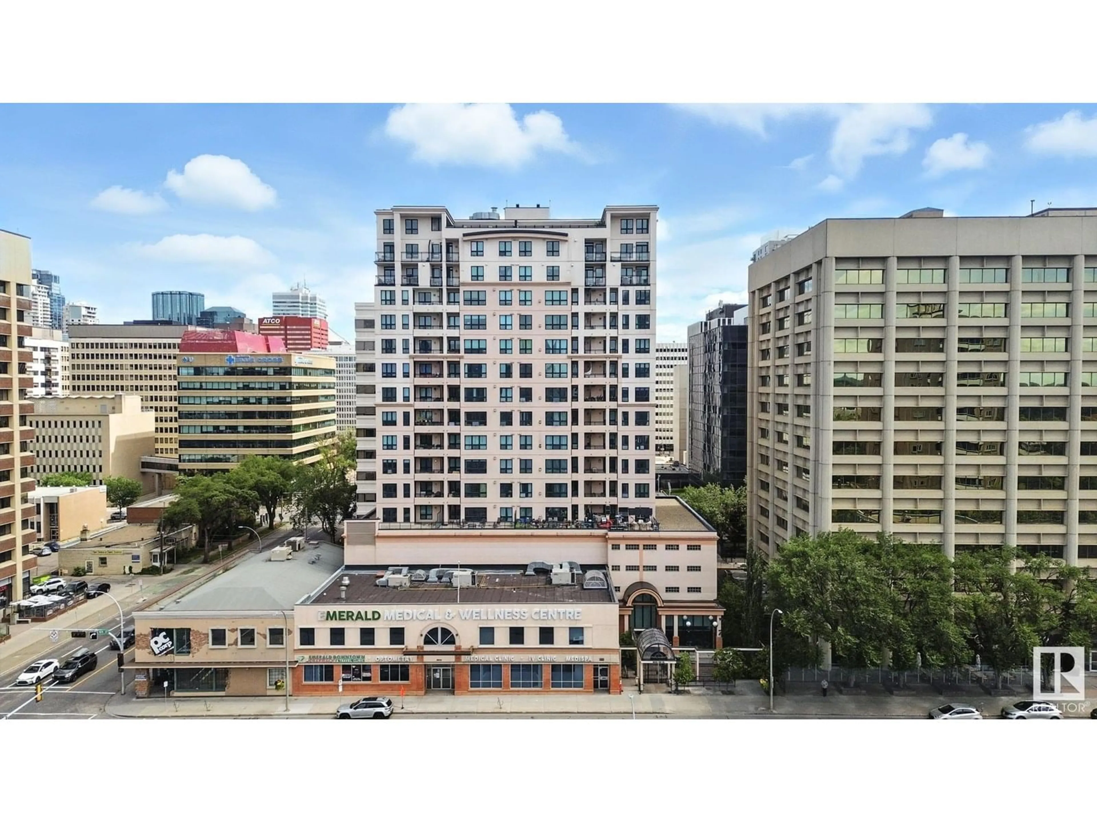 A pic from outside/outdoor area/front of a property/back of a property/a pic from drone, city buildings view from balcony for 1008 109 ST, Edmonton Alberta T5K1H6