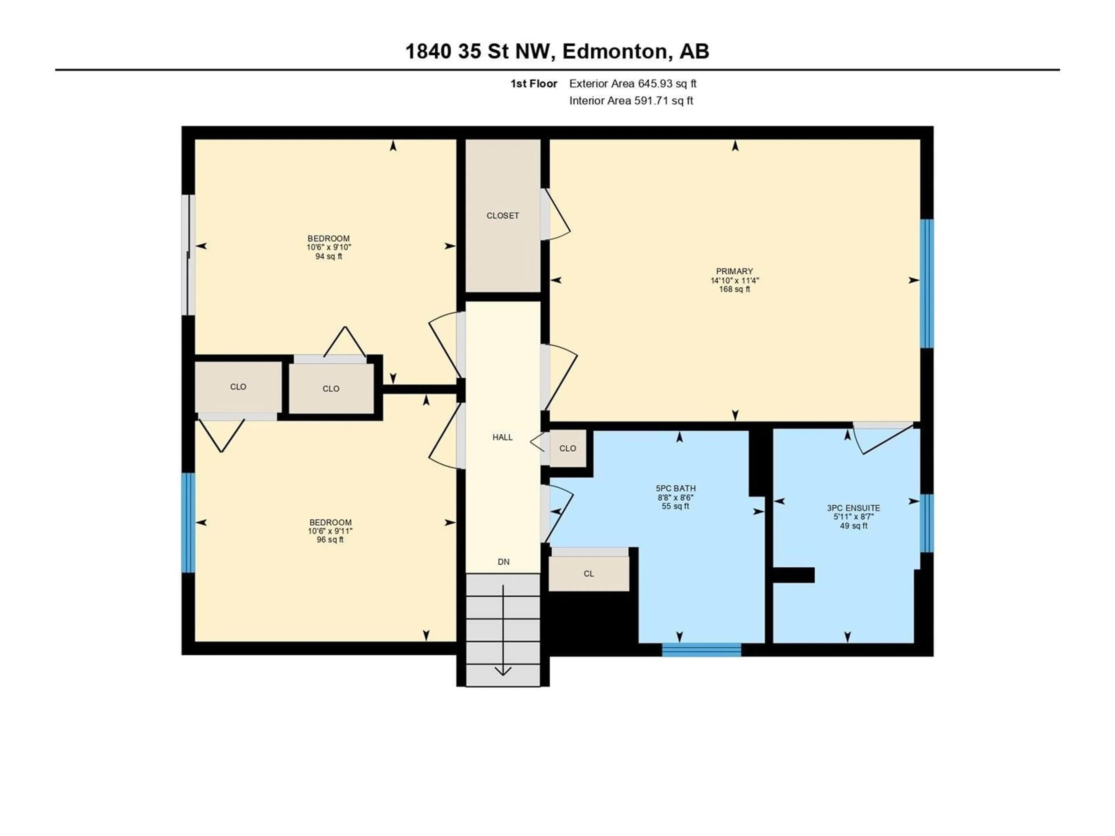 Floor plan for 1840 35 ST, Edmonton Alberta T6L3E9