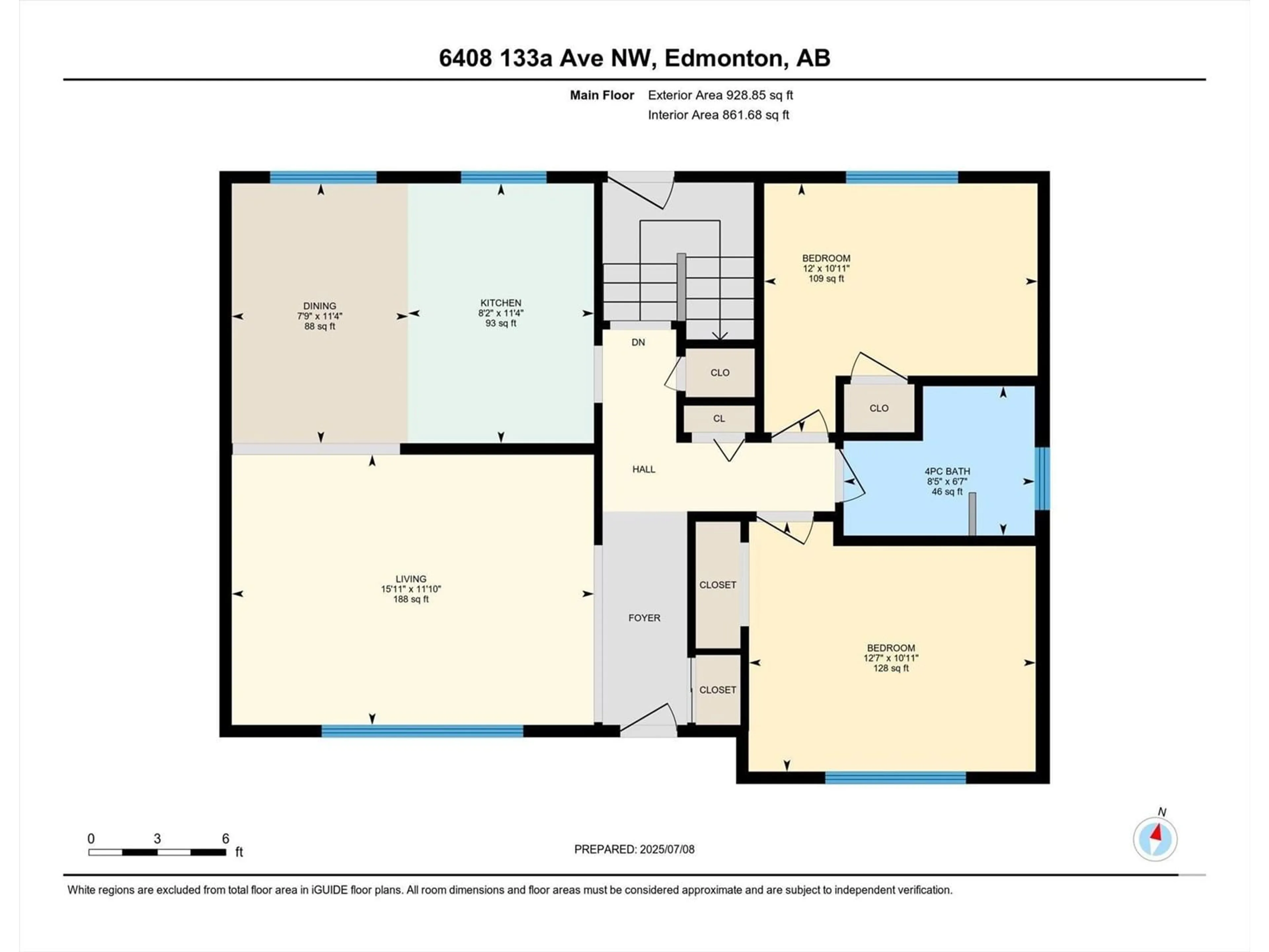 Floor plan for 6408 133A AV, Edmonton Alberta T5A0K5