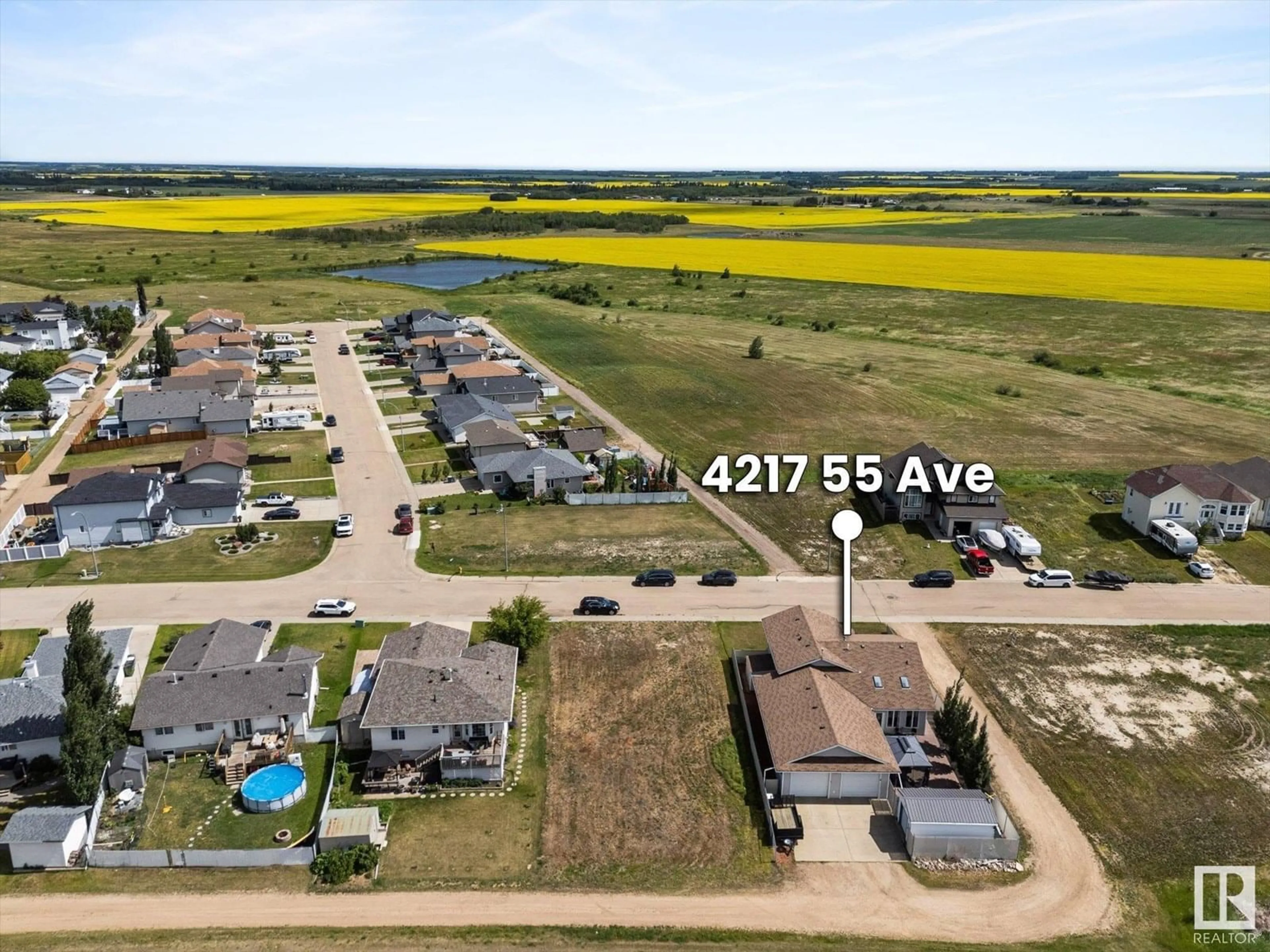 A pic from outside/outdoor area/front of a property/back of a property/a pic from drone, water/lake/river/ocean view for 4217 55 AV, Lamont Alberta T0B2R0