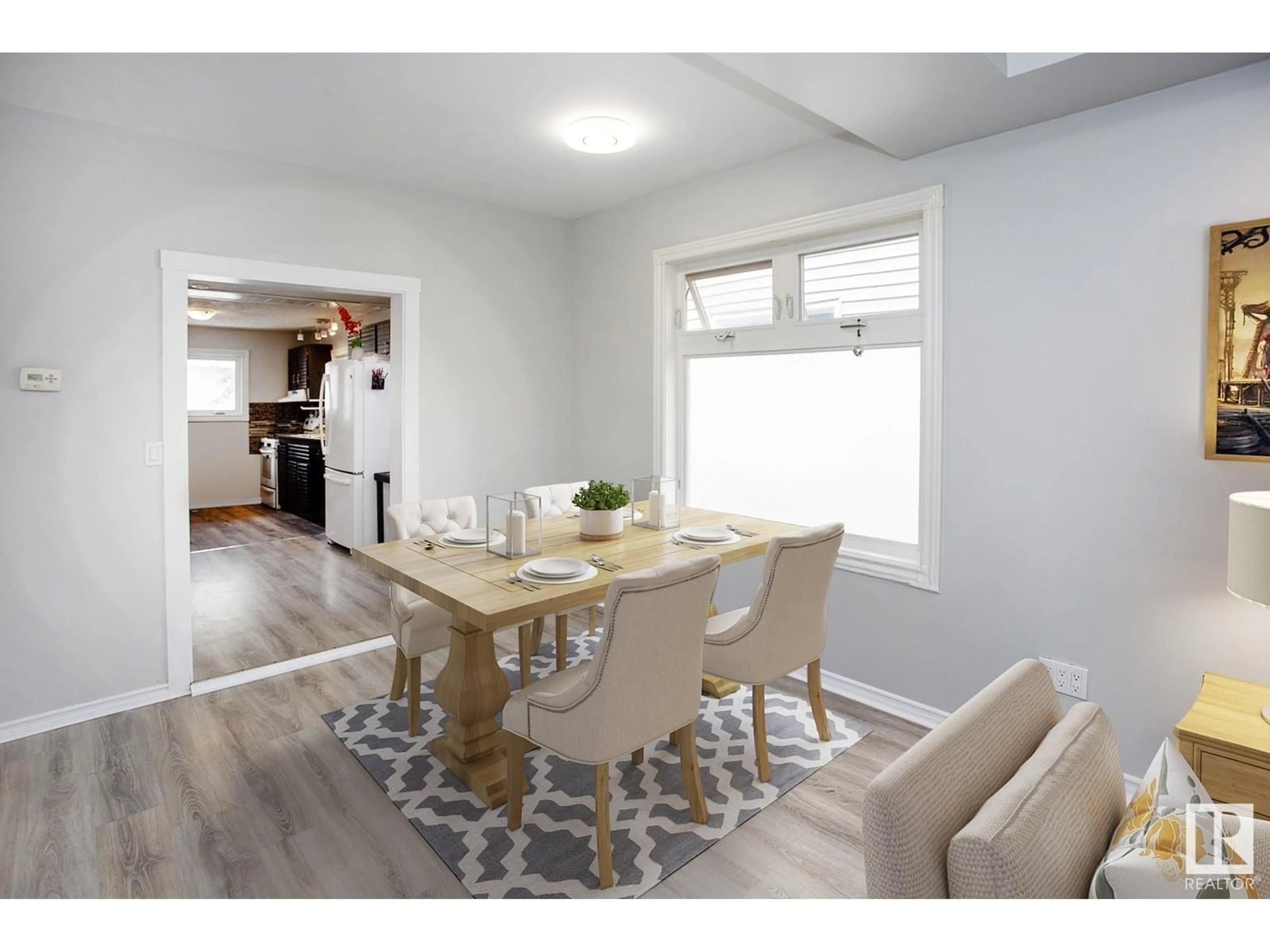 Dining room, wood/laminate floor for 11536 83 ST, Edmonton Alberta T5B2Y5