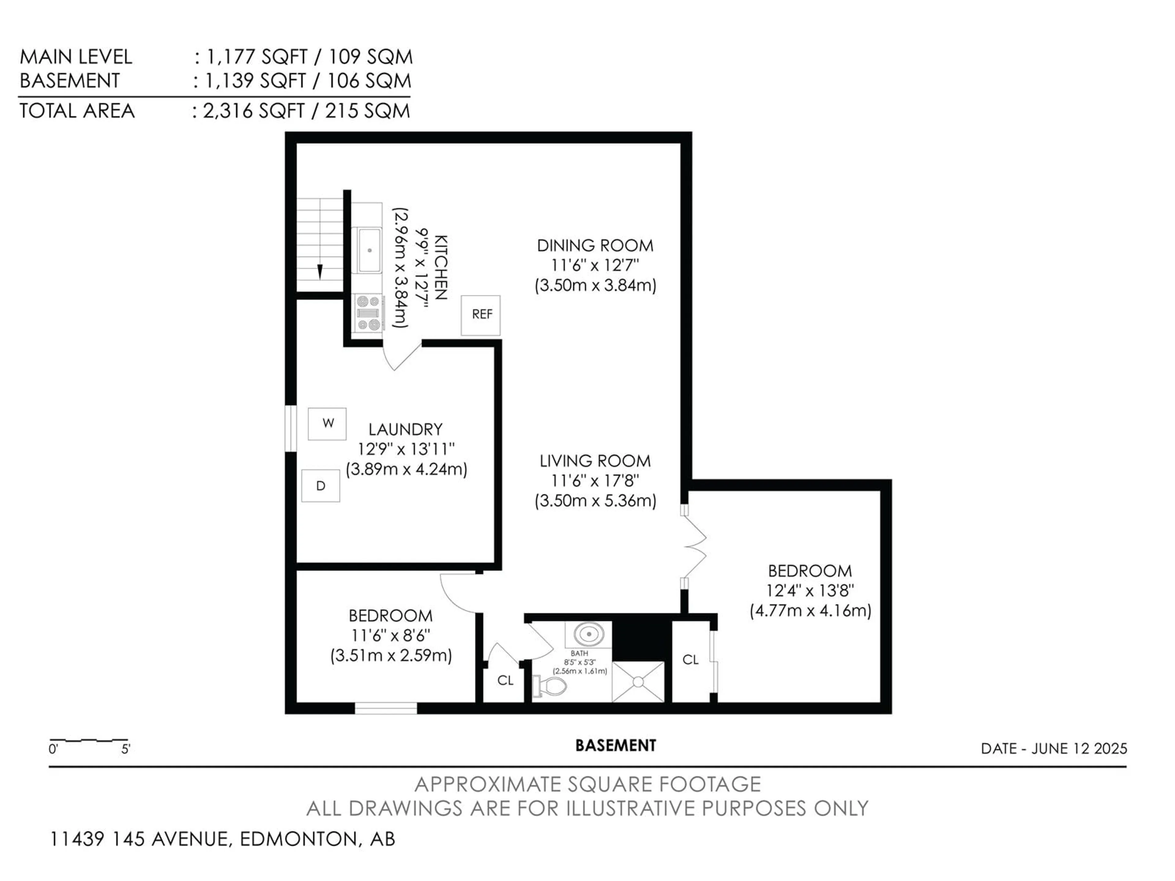 Floor plan for 11439 145 AV, Edmonton Alberta T5X1M1