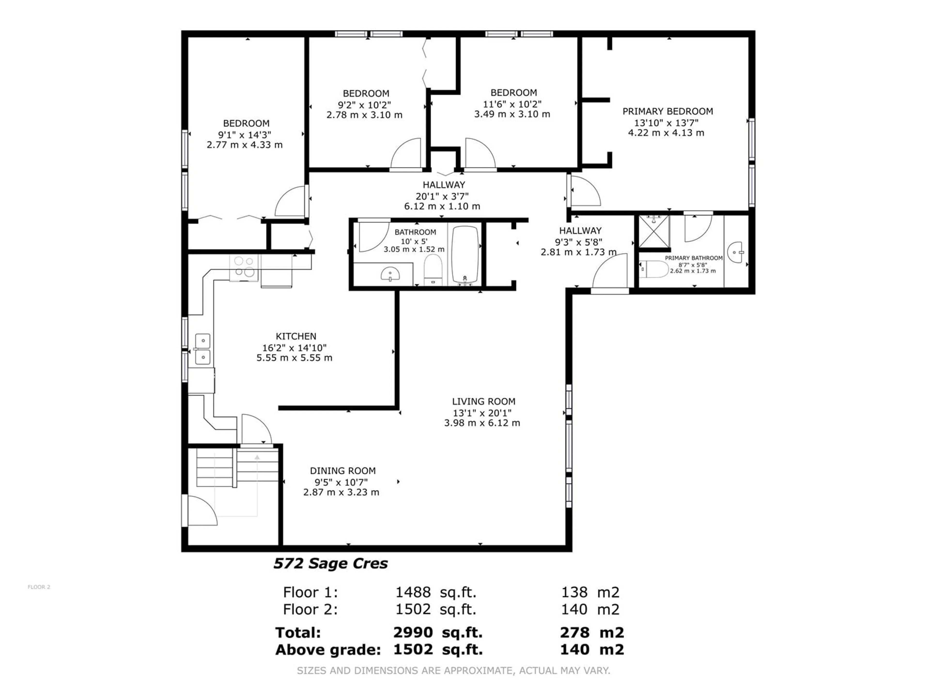 Floor plan for 572 SAGE CR, Sherwood Park Alberta T8A0N1