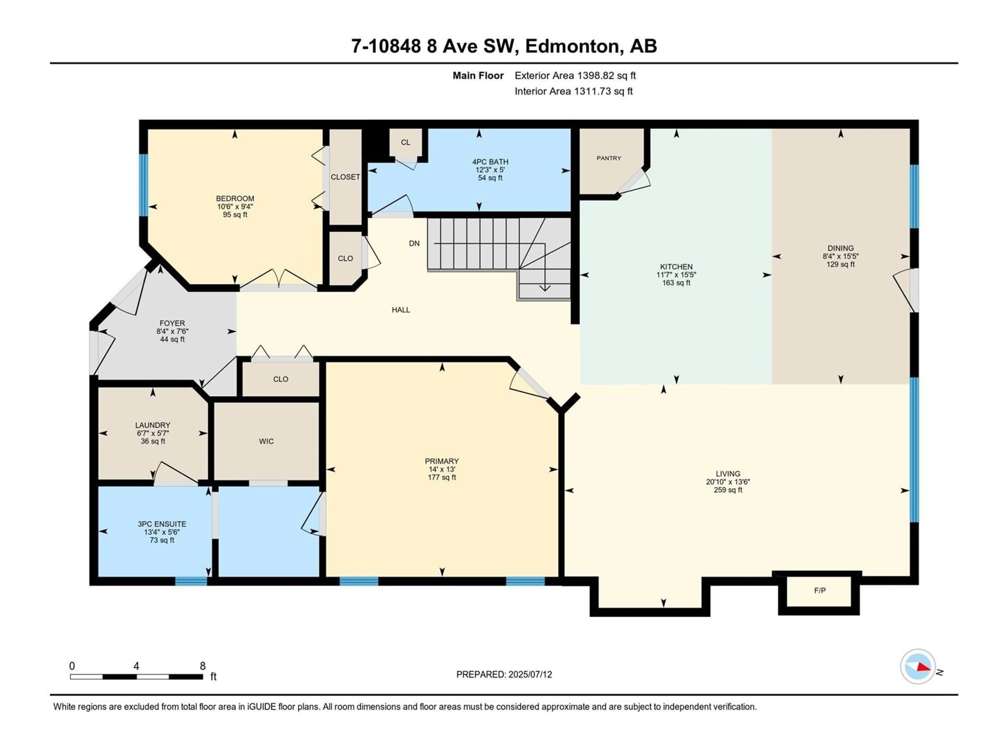 Floor plan for #7 - 10848 8 AV, Edmonton Alberta T6W1G5