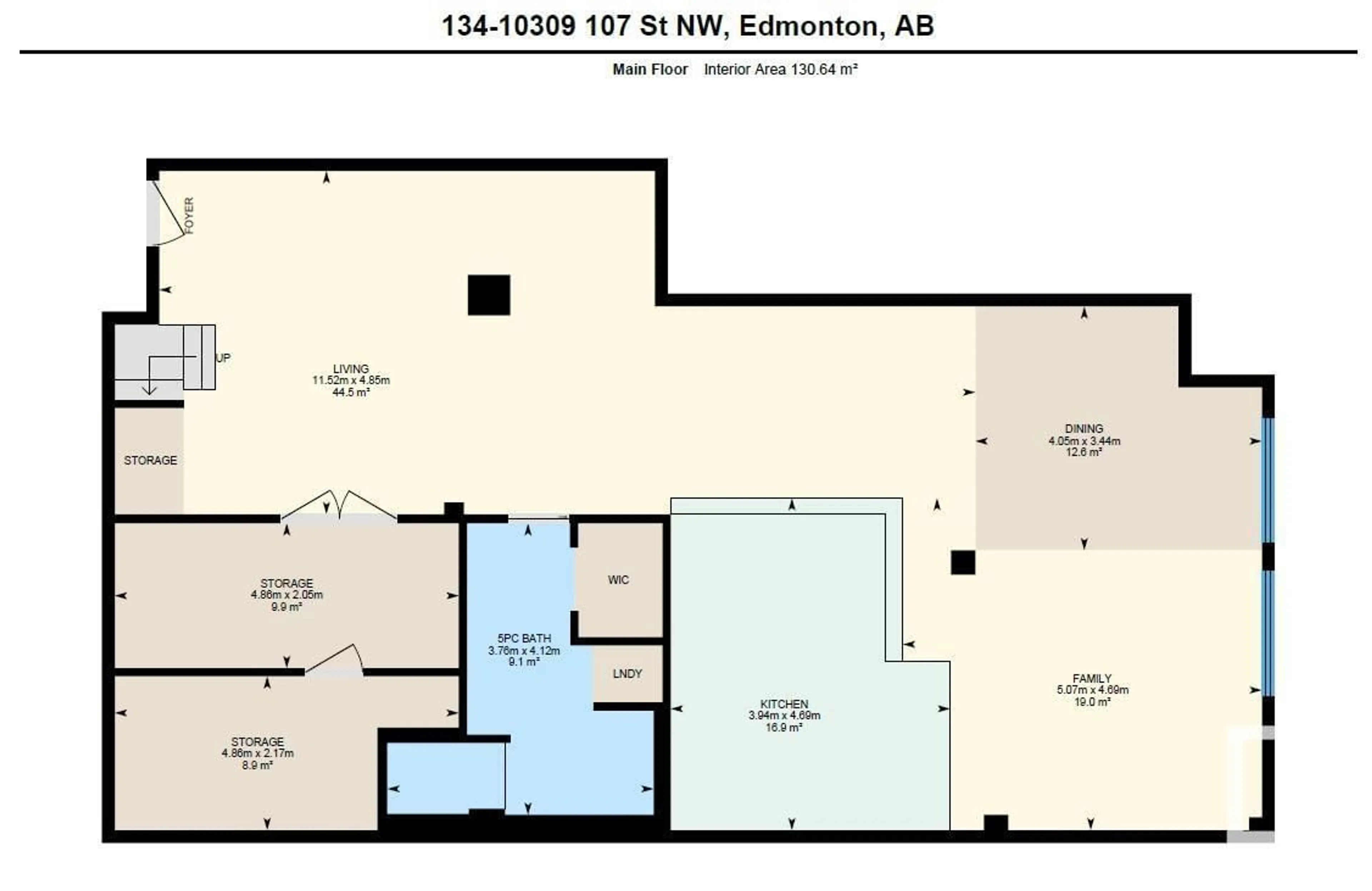 Floor plan for #134 - 10309 107 ST, Edmonton Alberta T5J1K3