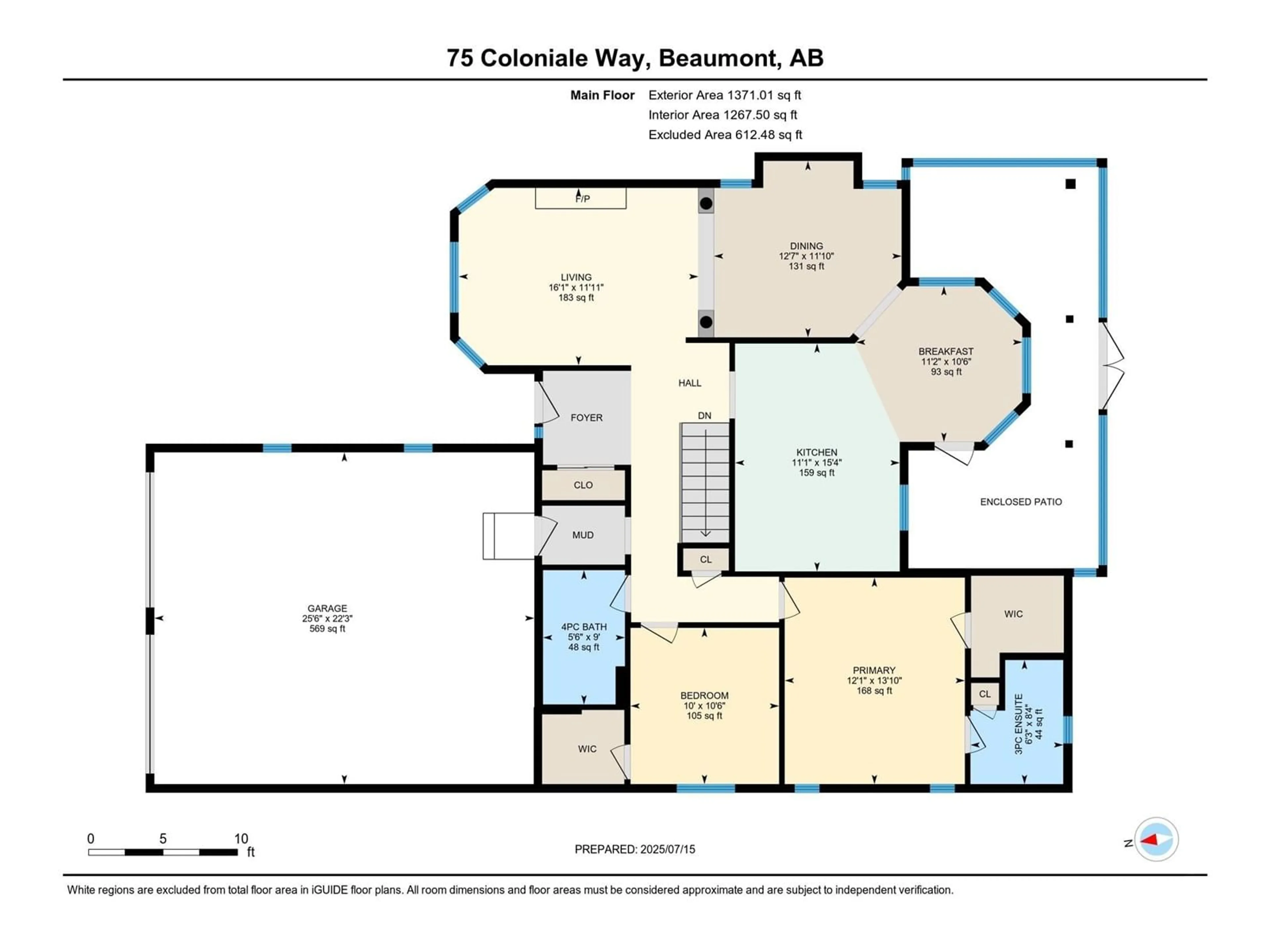Floor plan for 75 COLONIALE WY, Beaumont Alberta T4X1M3