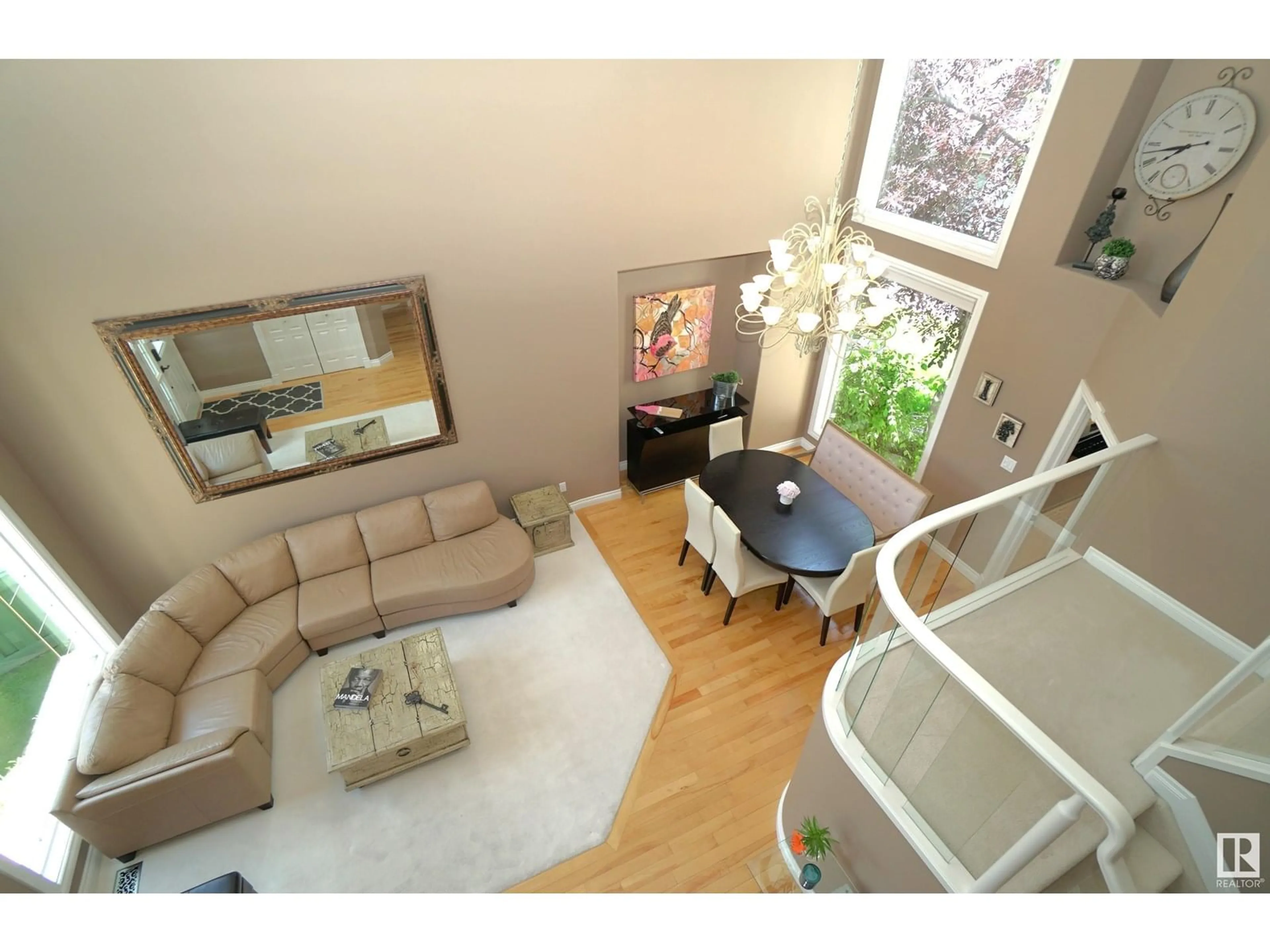 Living room with furniture, wood/laminate floor for 388 HUNTERS RU, Edmonton Alberta T6R2P1