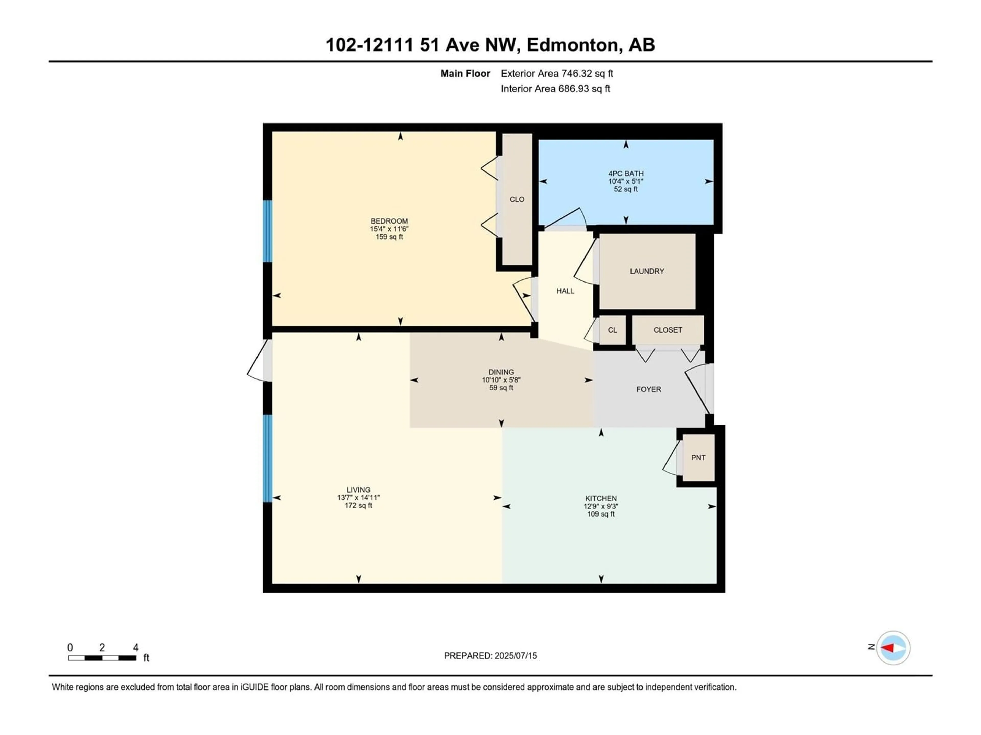 Floor plan for #102 - 12111 51 AV, Edmonton Alberta T6H6A3