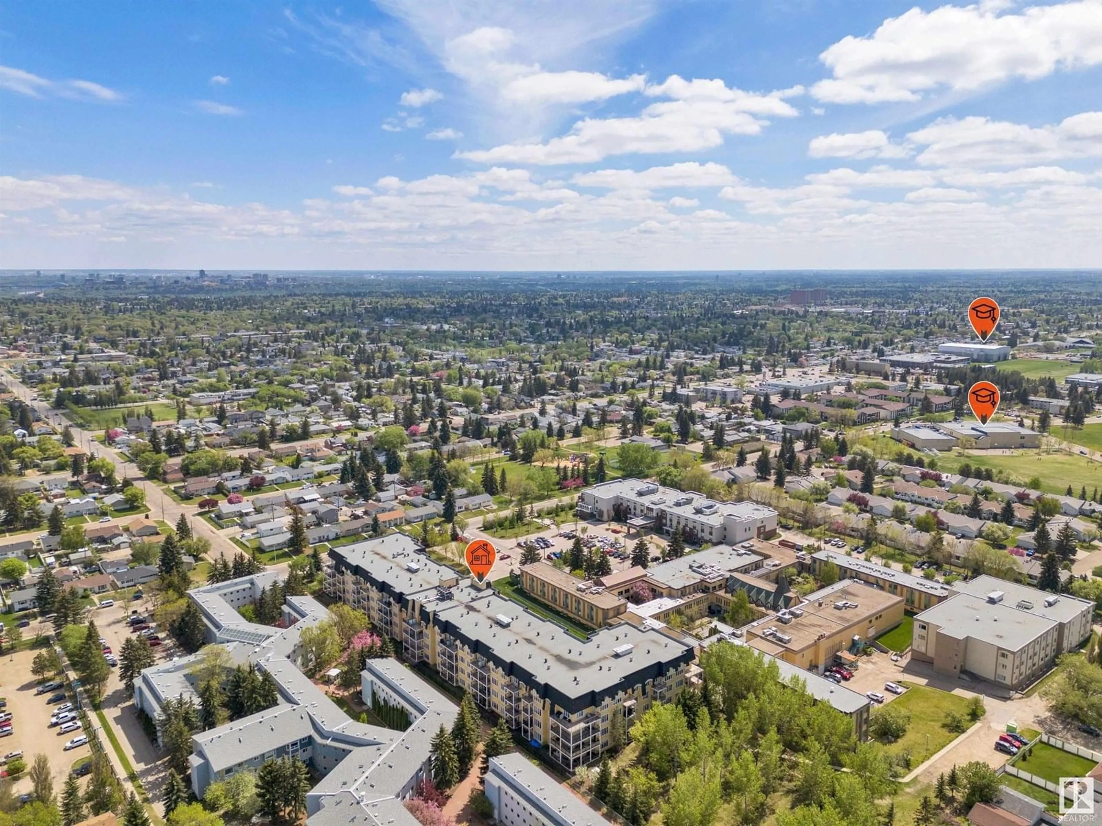 A pic from outside/outdoor area/front of a property/back of a property/a pic from drone, city buildings view from balcony for #215 - 9820 165 ST, Edmonton Alberta T5P0N3