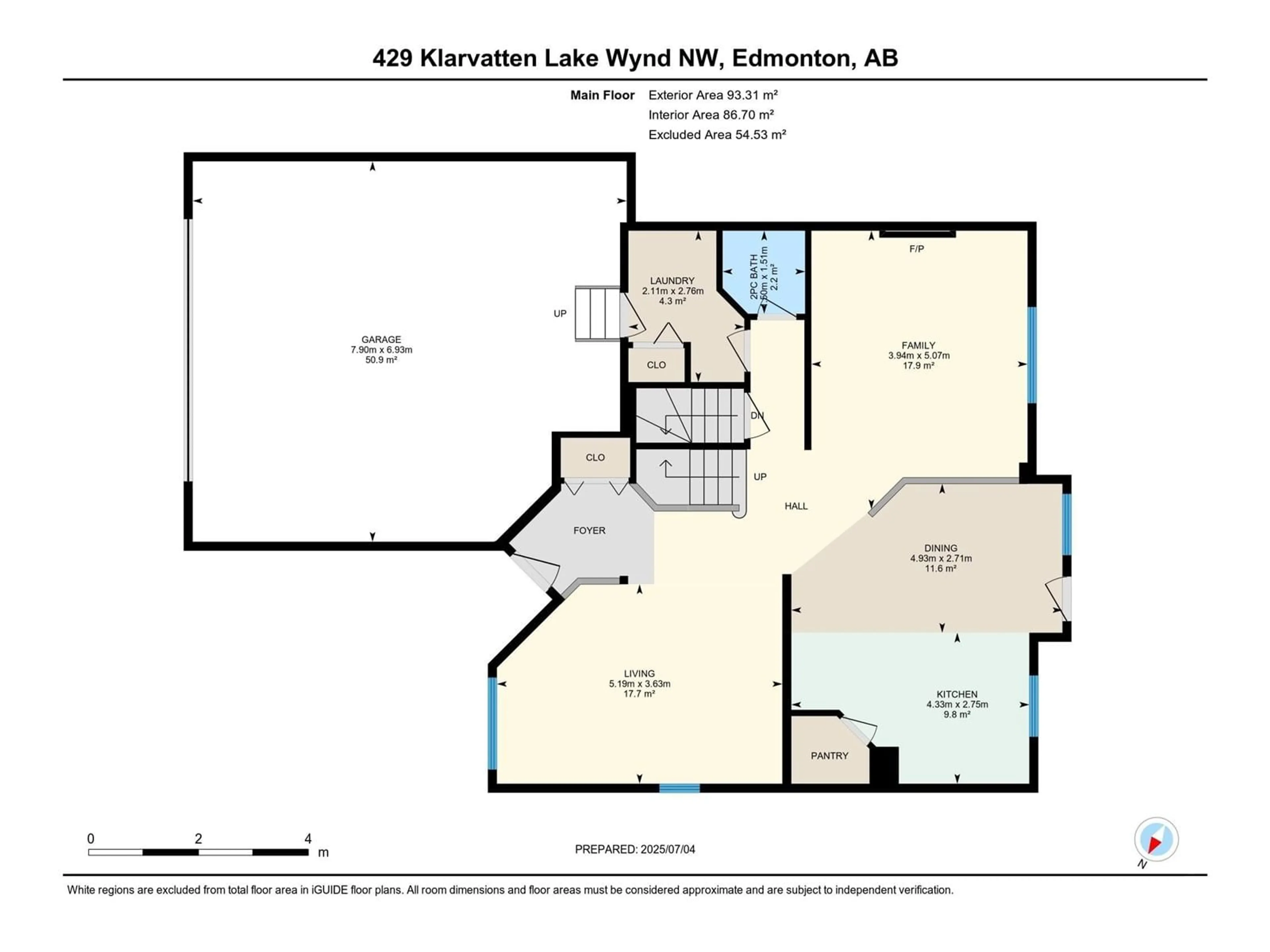 Floor plan for 429 KLARVATTEN LAKE WD, Edmonton Alberta T5Z3B9