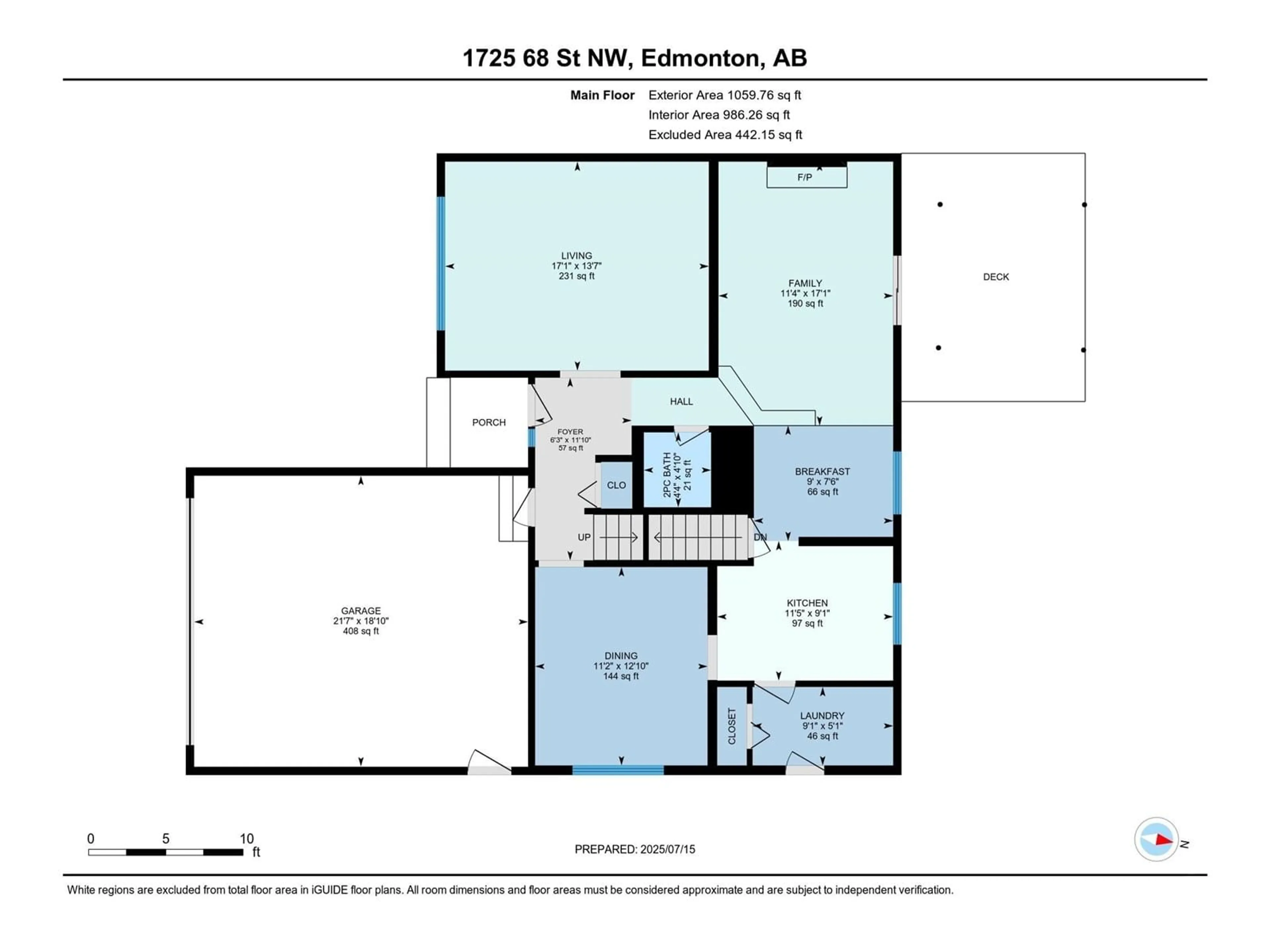 Floor plan for 1725 68 ST, Edmonton Alberta T6K2H9