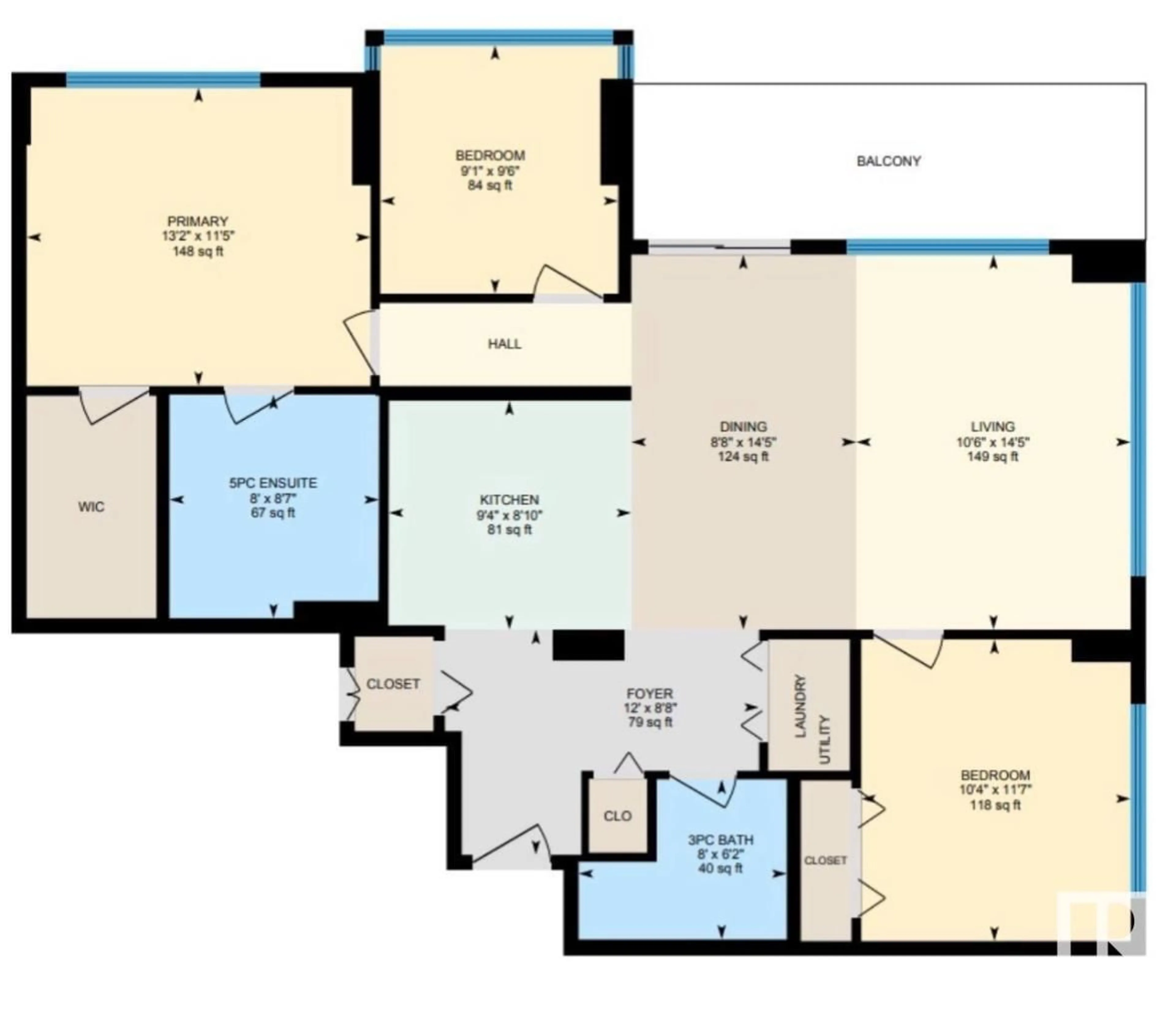 Floor plan for #203 - 10046 117 ST, Edmonton Alberta T5K1X2