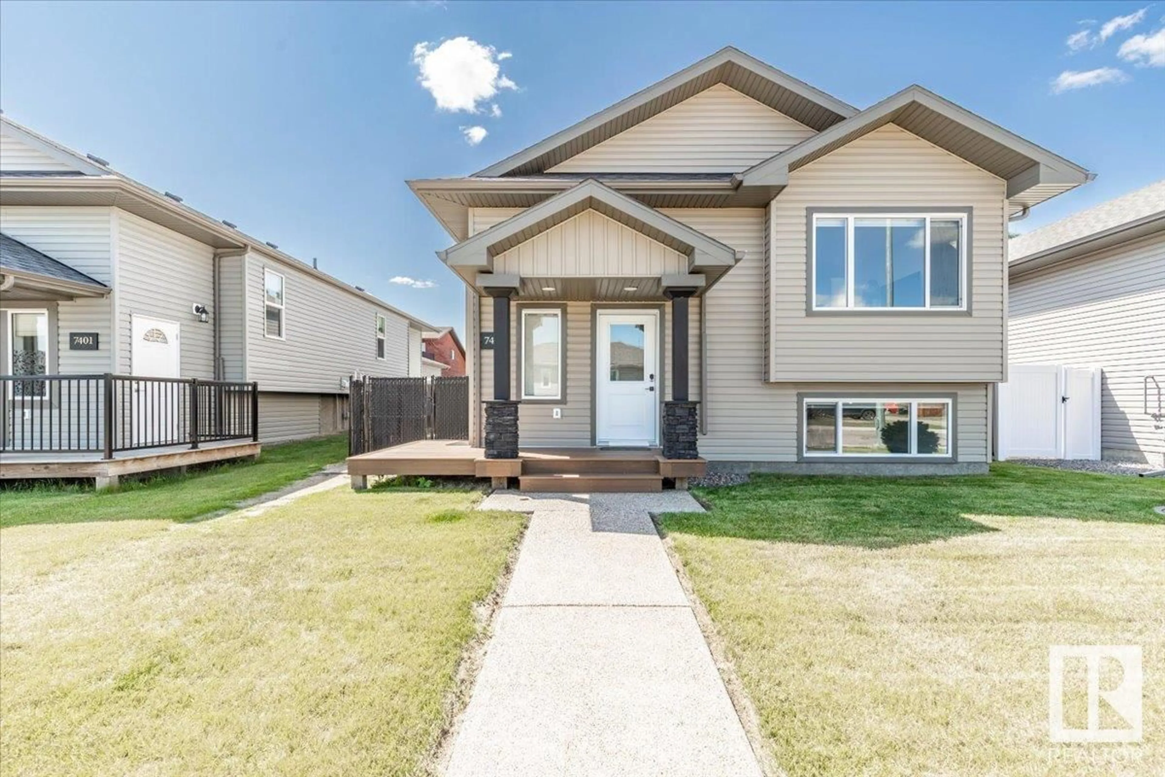 Home with vinyl exterior material, street for 7403 44 AV, Camrose Alberta T4V5E1