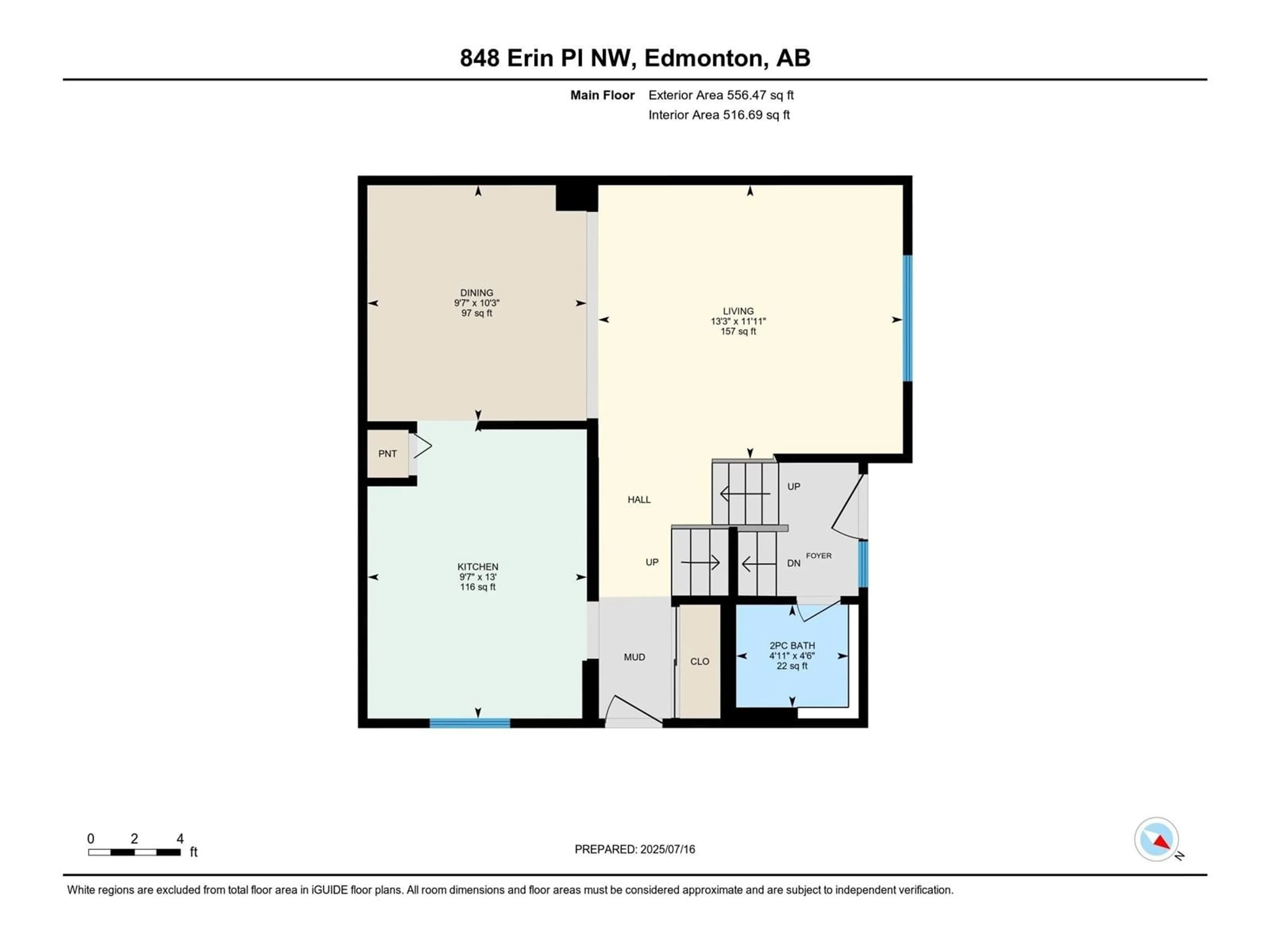 Floor plan for 848 ERIN PL, Edmonton Alberta T5T1M6