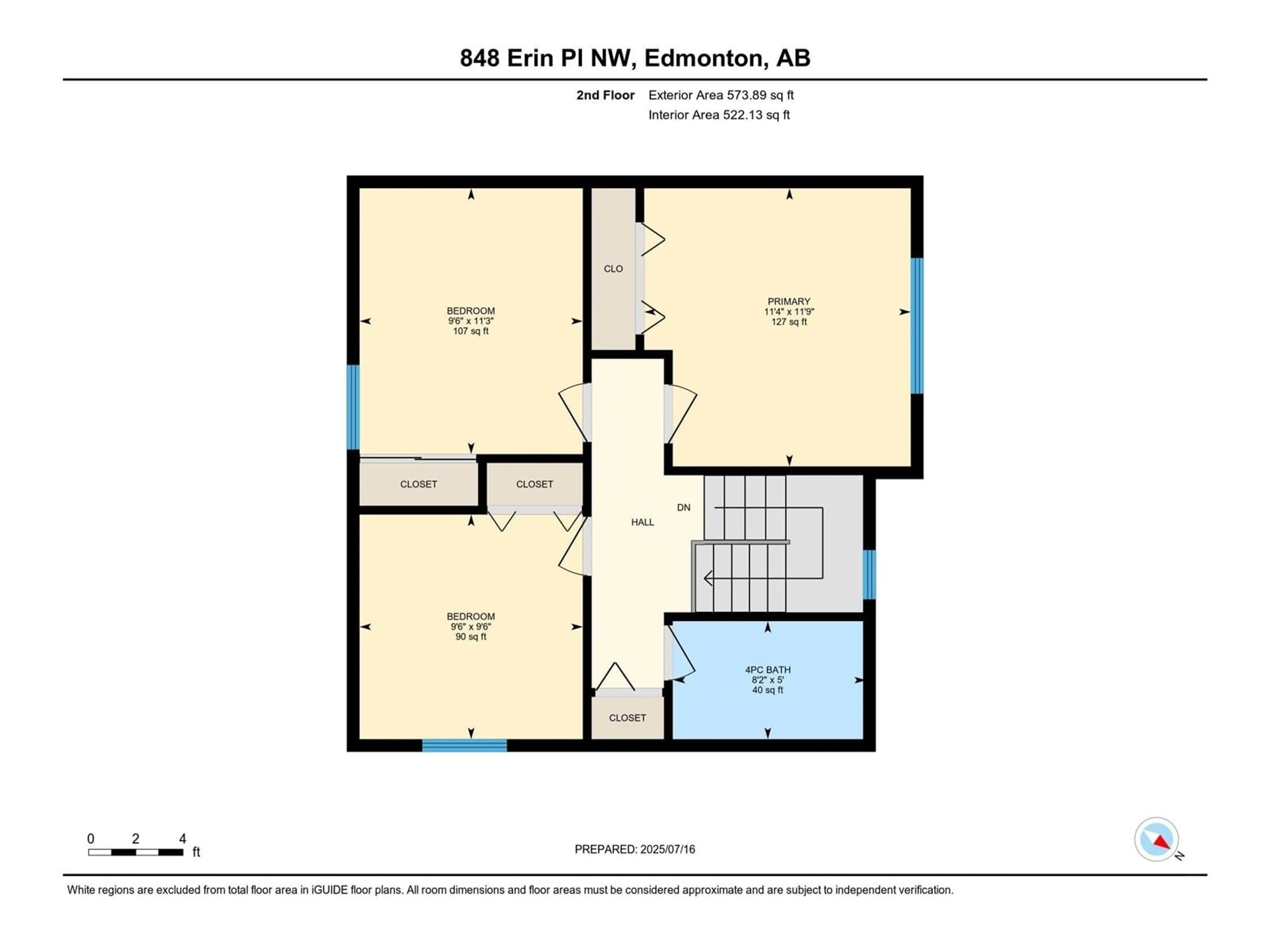 Floor plan for 848 ERIN PL, Edmonton Alberta T5T1M6