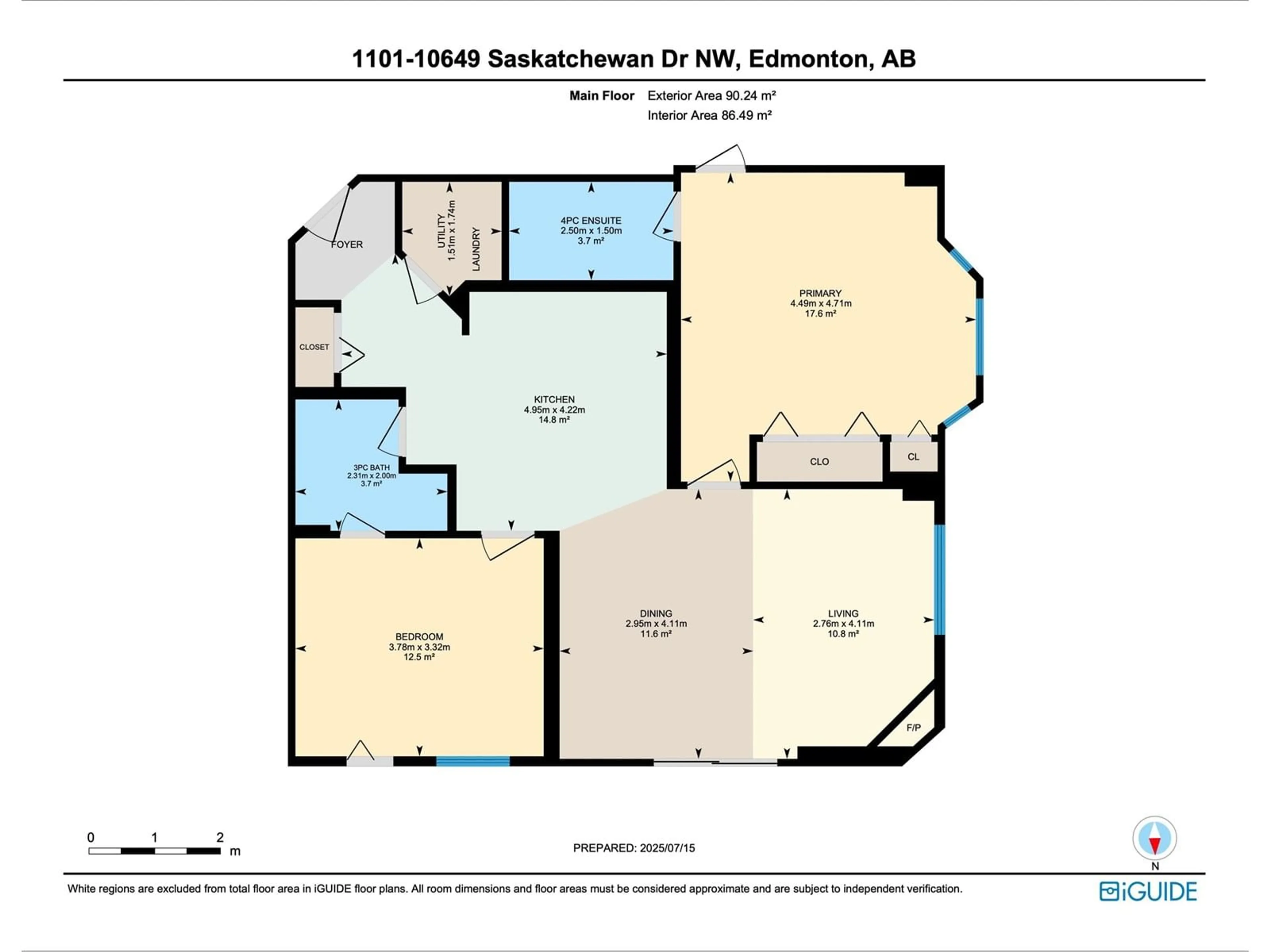 Floor plan for #1101 - 10649 SASKATCHEWAN DR NW, Edmonton Alberta T6E6S8