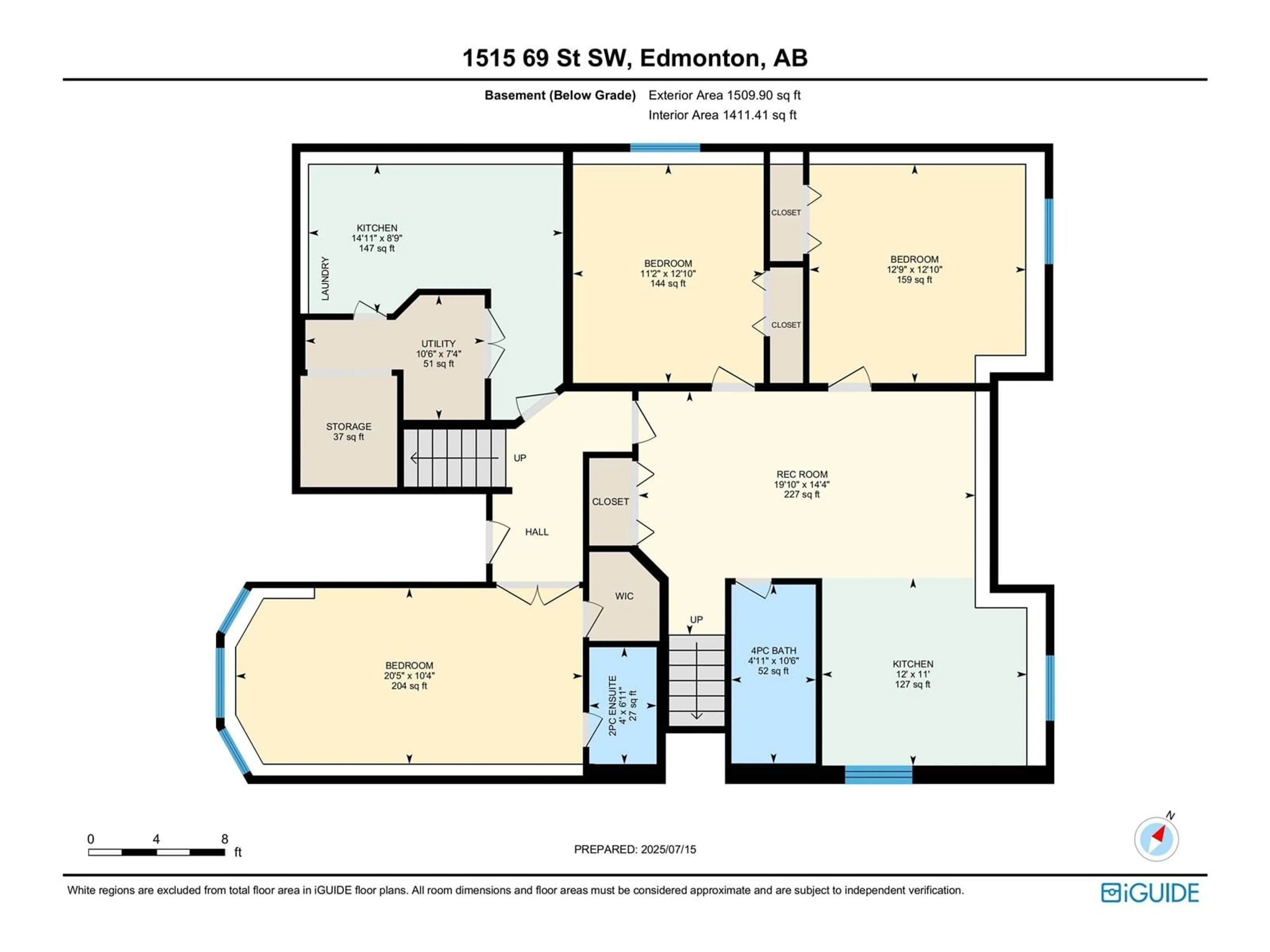 Floor plan for SW - 1515 69 ST, Edmonton Alberta T6X1L4